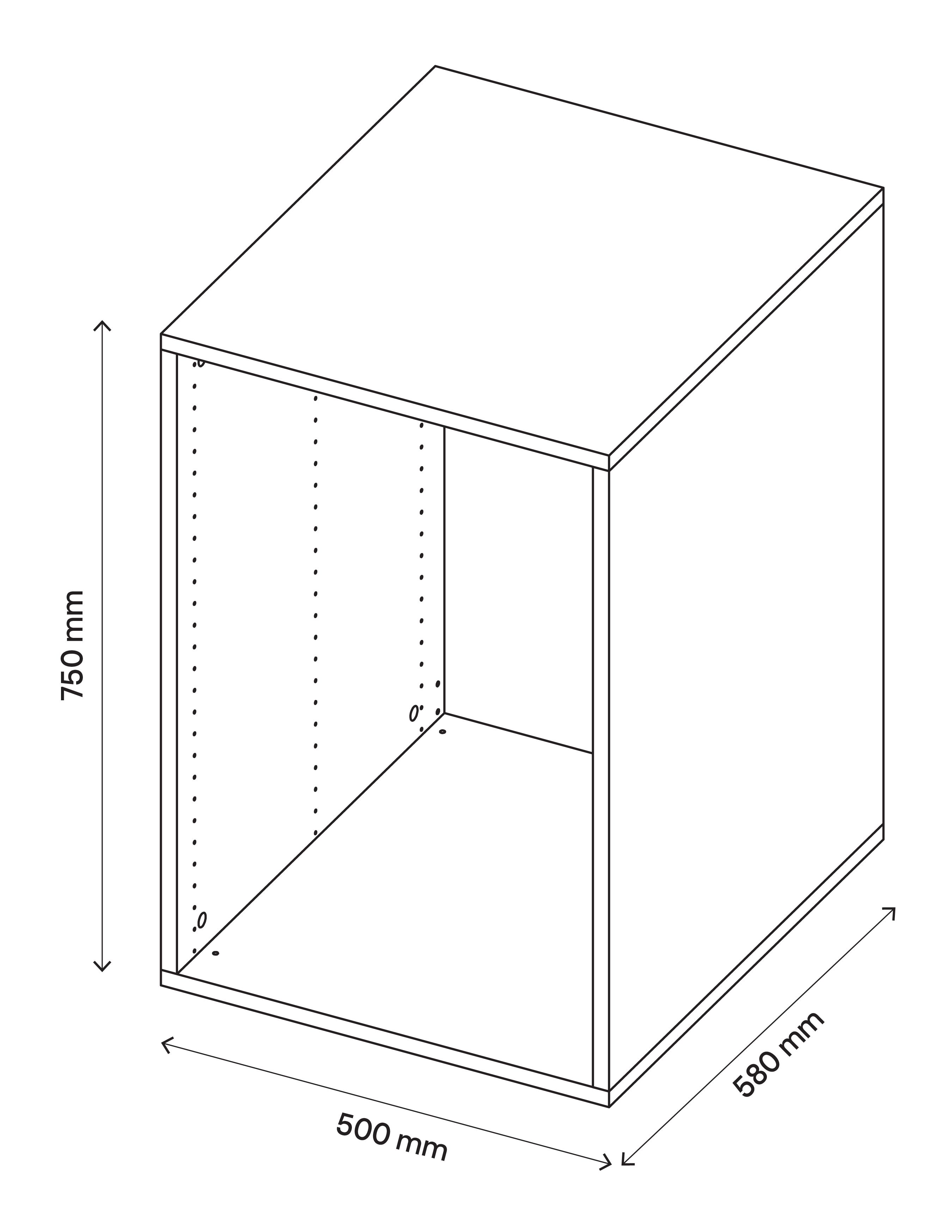 GoodHome Atomia Matt Oak effect Modular furniture cabinet, (H)750mm (W)500mm (D)580mm