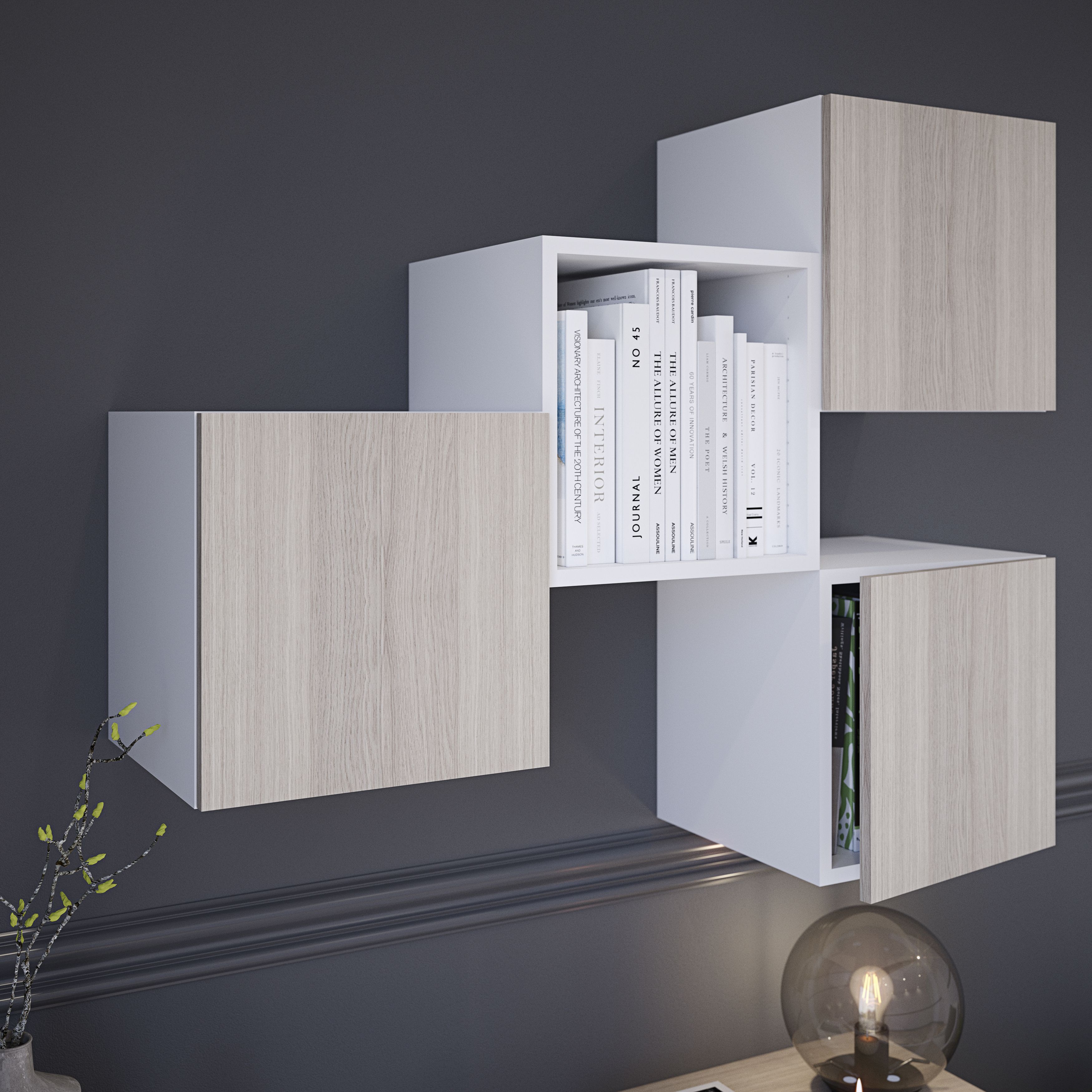 GoodHome Atomia Matt Oak effect Non-mirrored Modular furniture door, (H) 372mm (W) 372mm