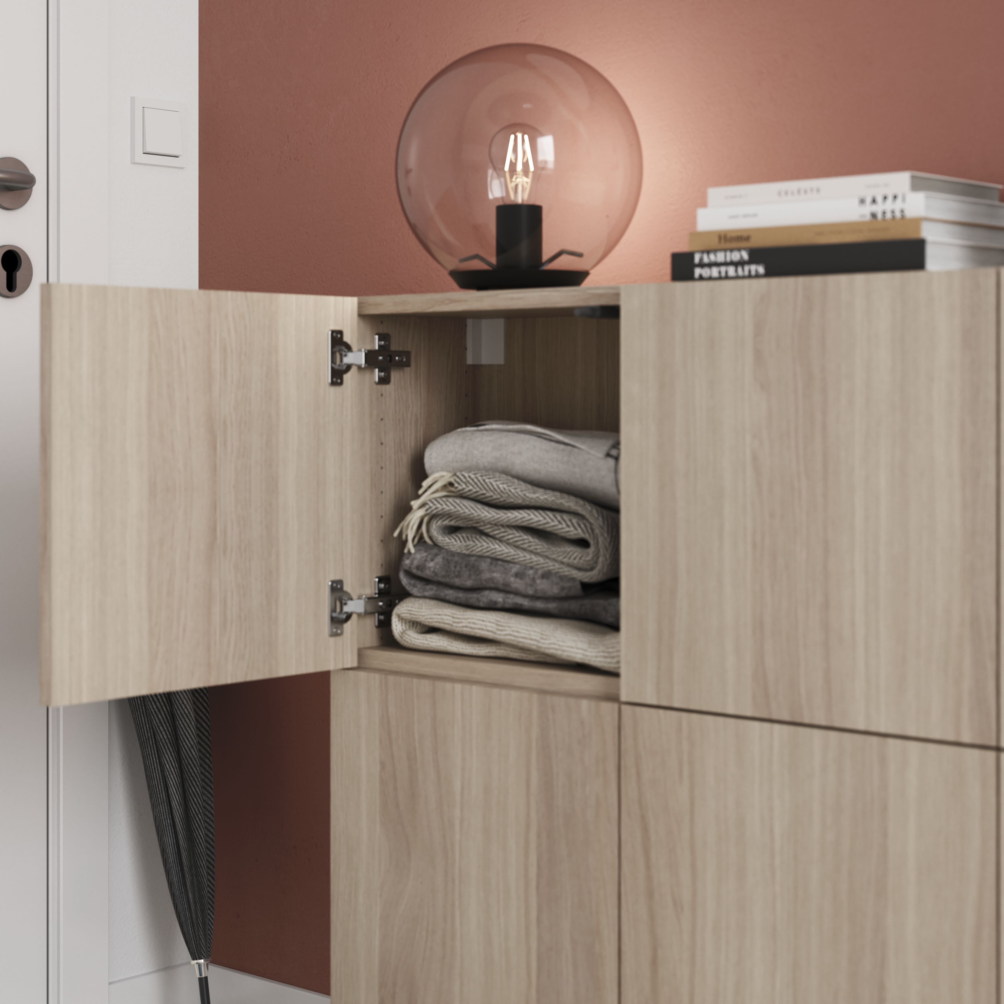 GoodHome Atomia Matt Oak effect Non-mirrored Modular furniture door, (H) 372mm (W) 372mm