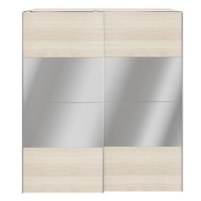 GoodHome Atomia Matt oak effect Particle board Mirrored Wardrobe (H)2250mm (W)2000mm (D)655mm