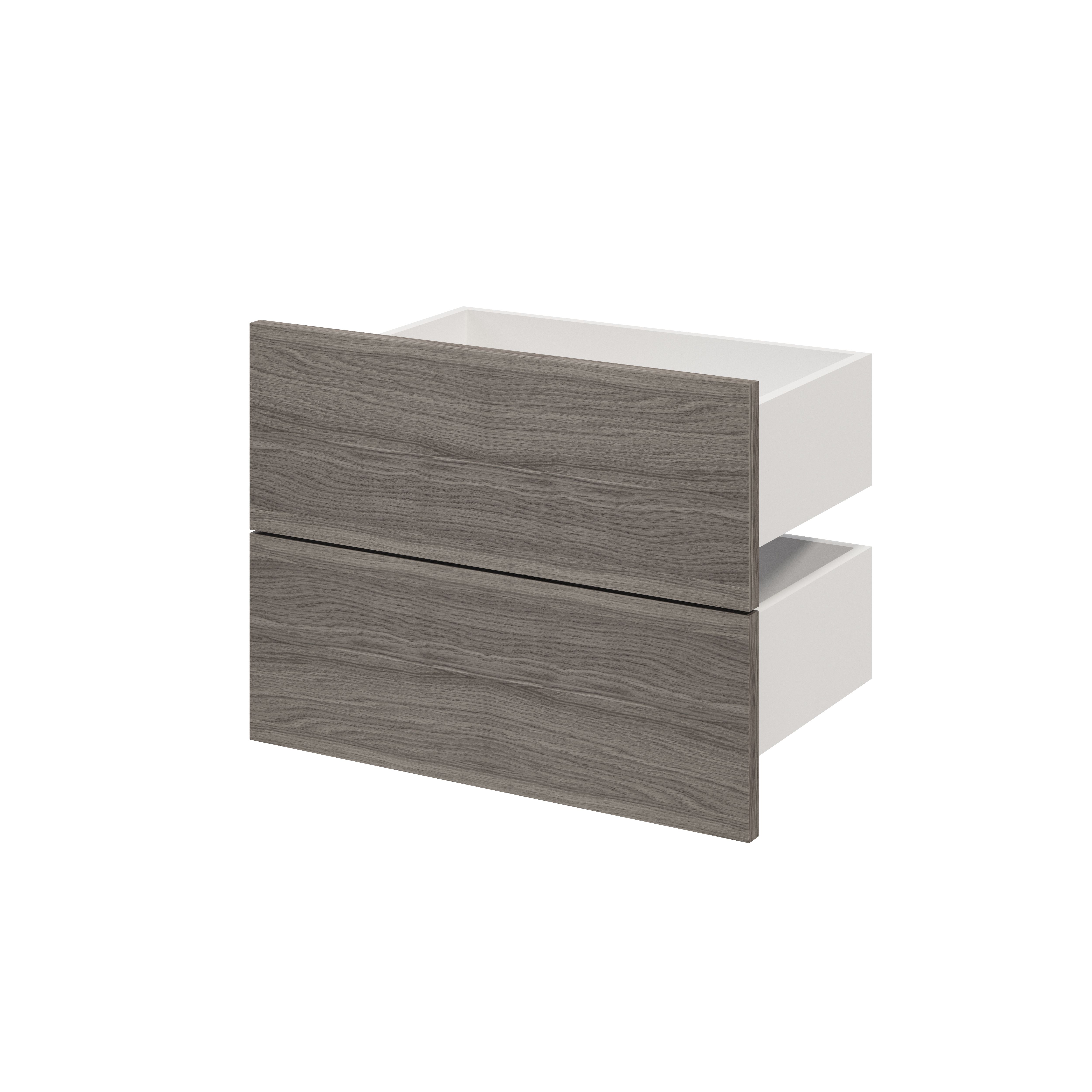GoodHome Atomia Matt oak effect Slab External Drawer (H)184.5mm (W)497mm (D)300mm, Set of 2