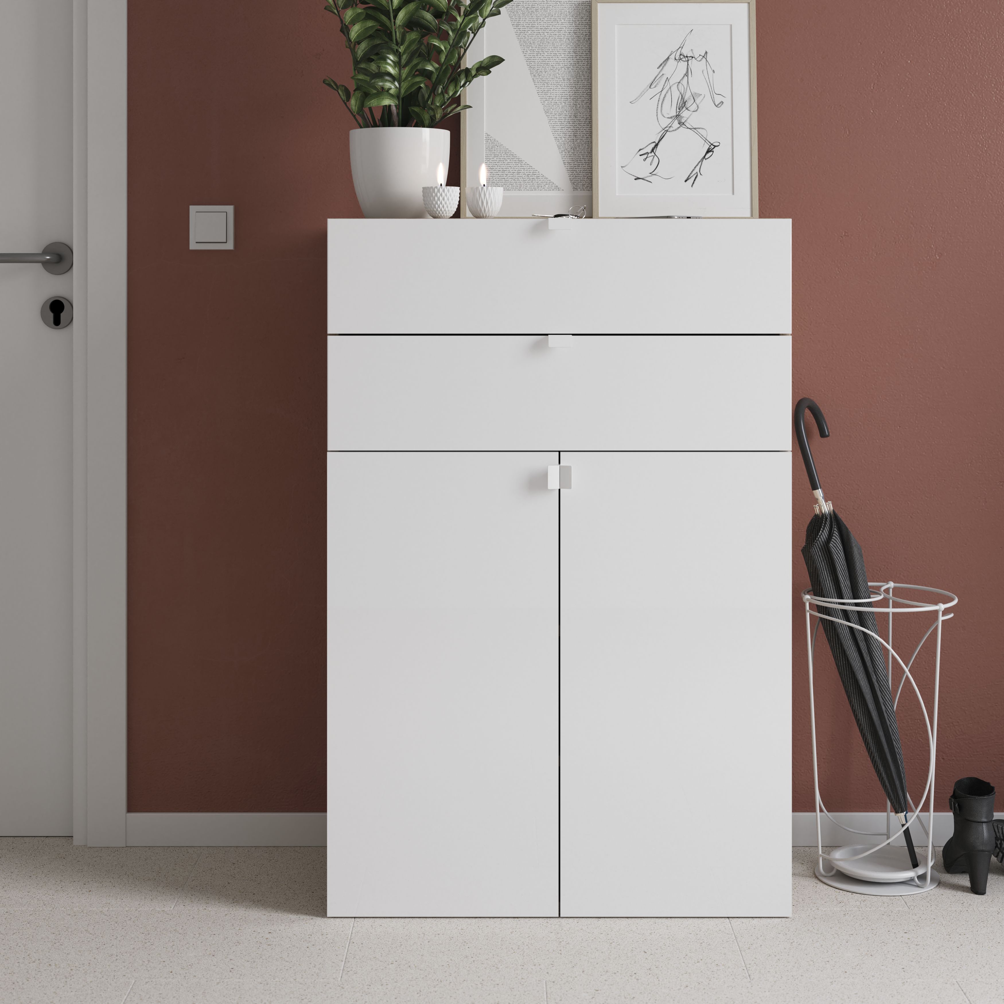 GoodHome Atomia Matt White Doors & drawers Edge Handle (L)37mm