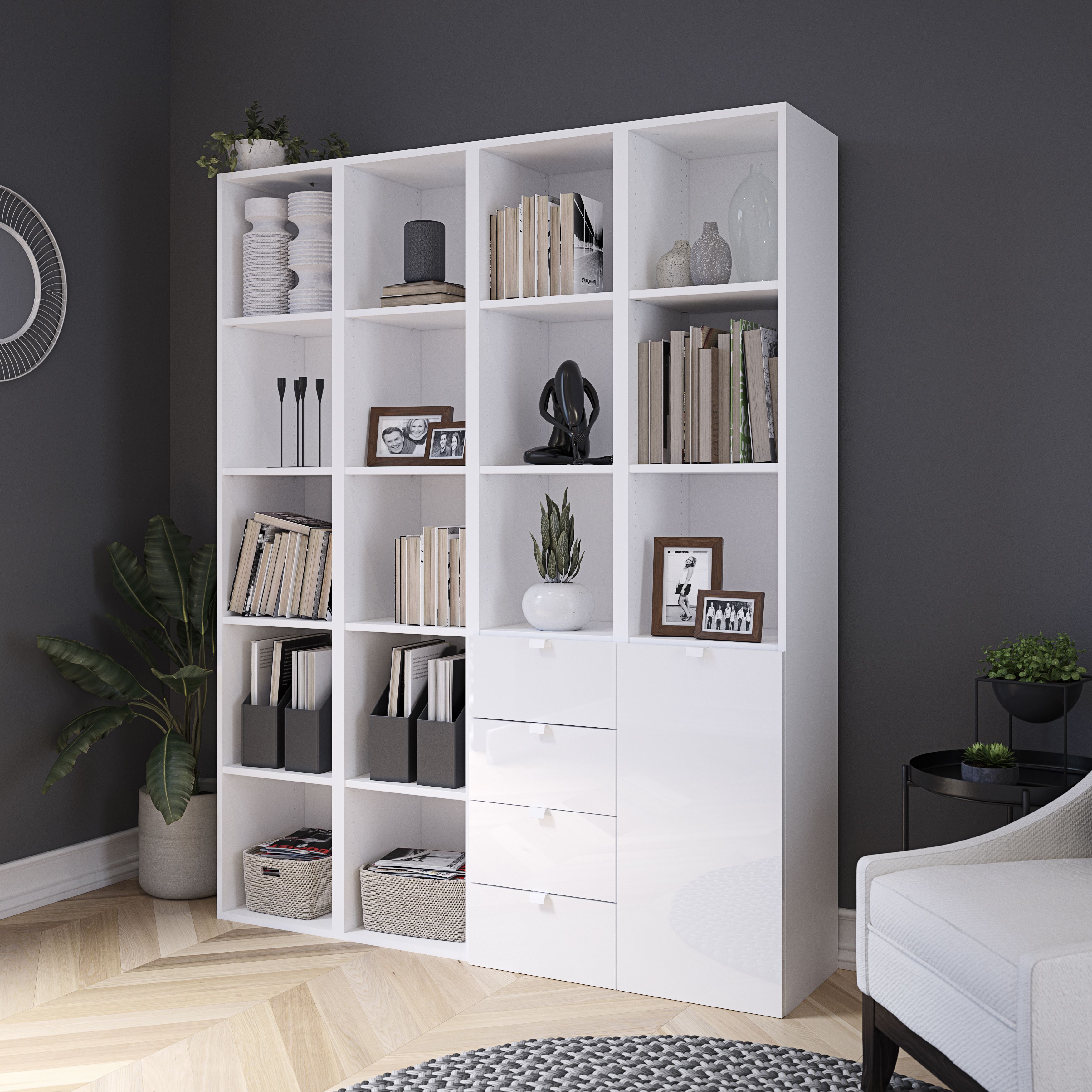 GoodHome Atomia Matt White Modular furniture cabinet, (H)1875mm (W)750mm (D)350mm