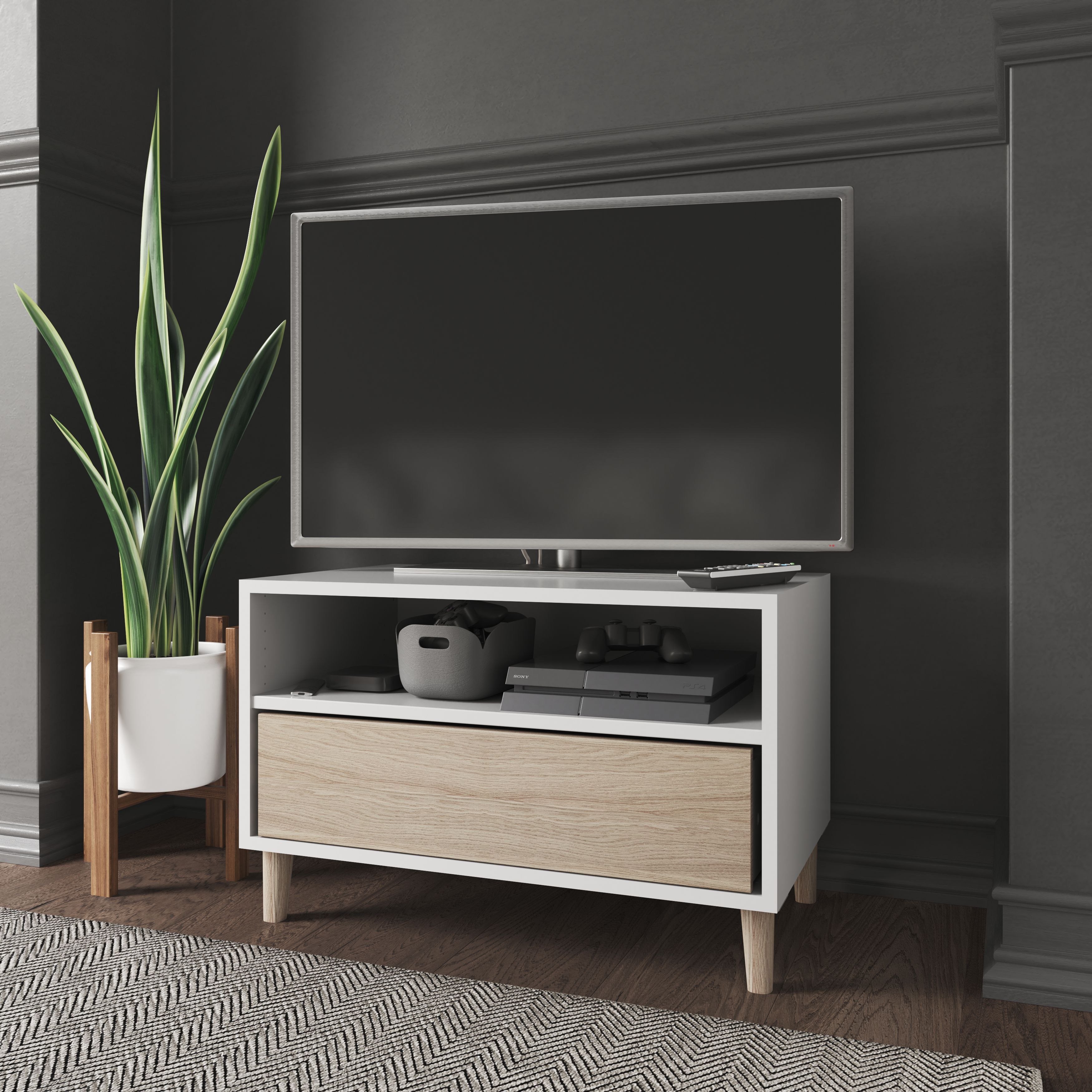 GoodHome Atomia Matt White Modular furniture cabinet, (H)375mm (W)750mm (D)450mm