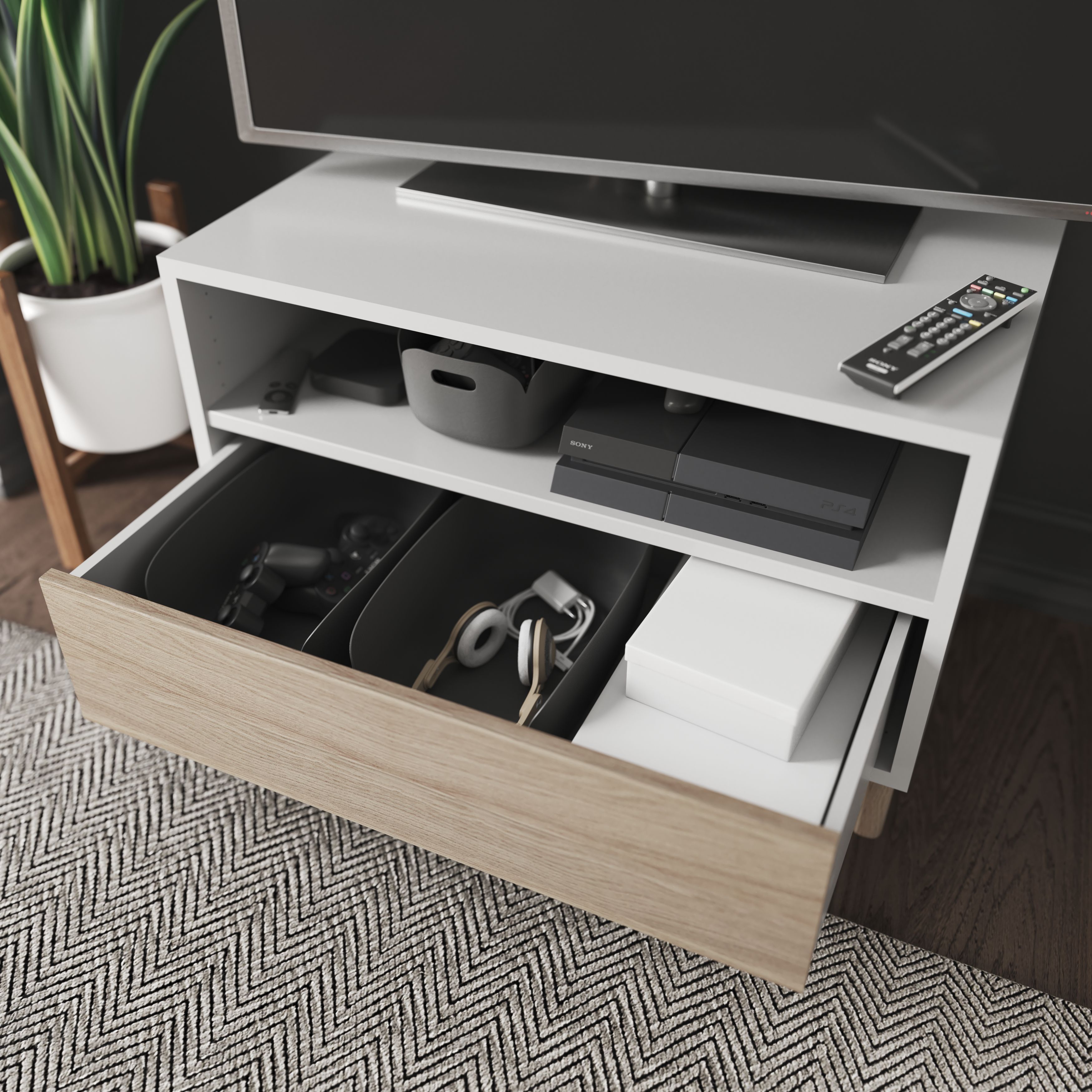 GoodHome Atomia Matt White Modular furniture cabinet, (H)375mm (W)750mm (D)450mm