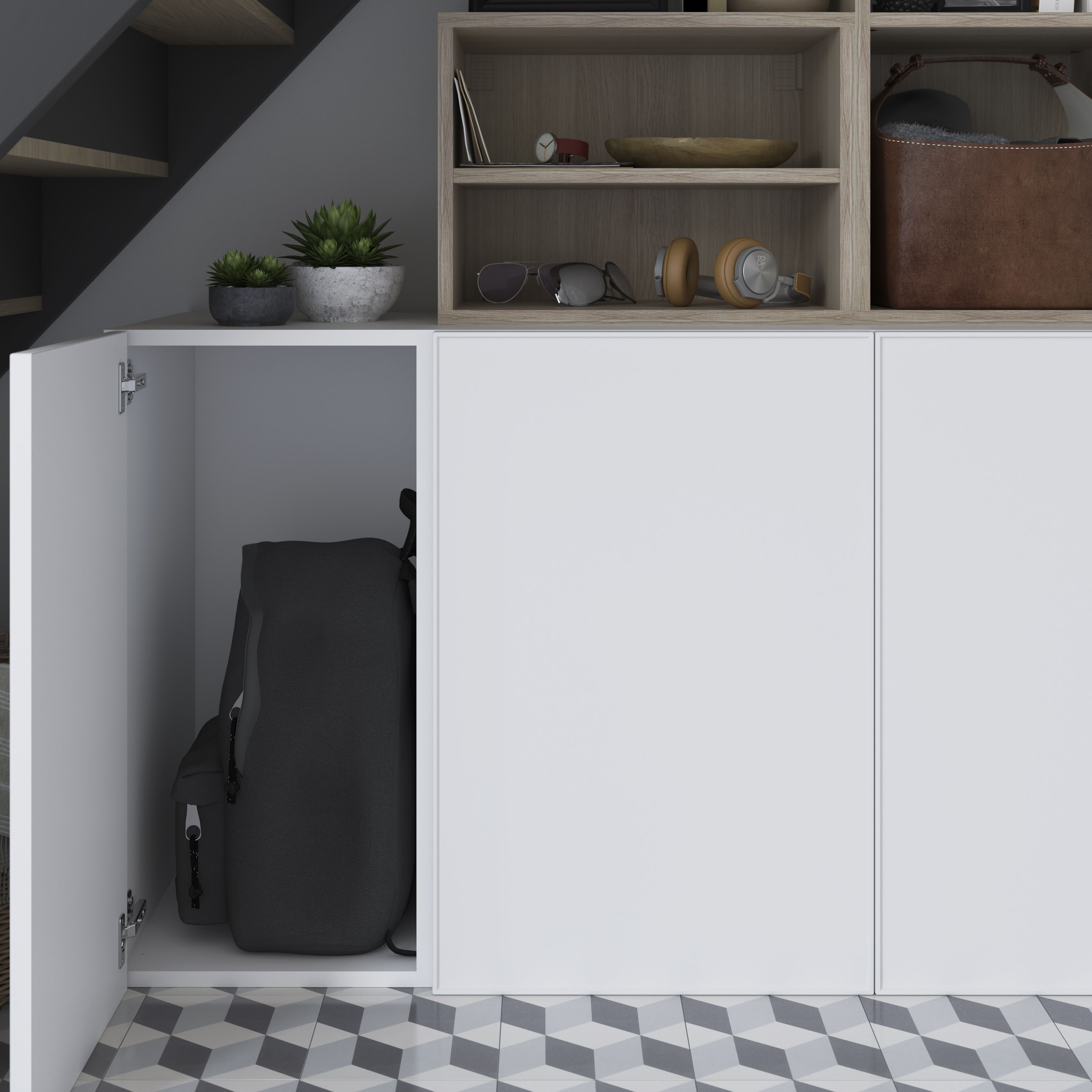 GoodHome Atomia Matt White Modular furniture cabinet, (H)750mm (W)375mm (D)450mm