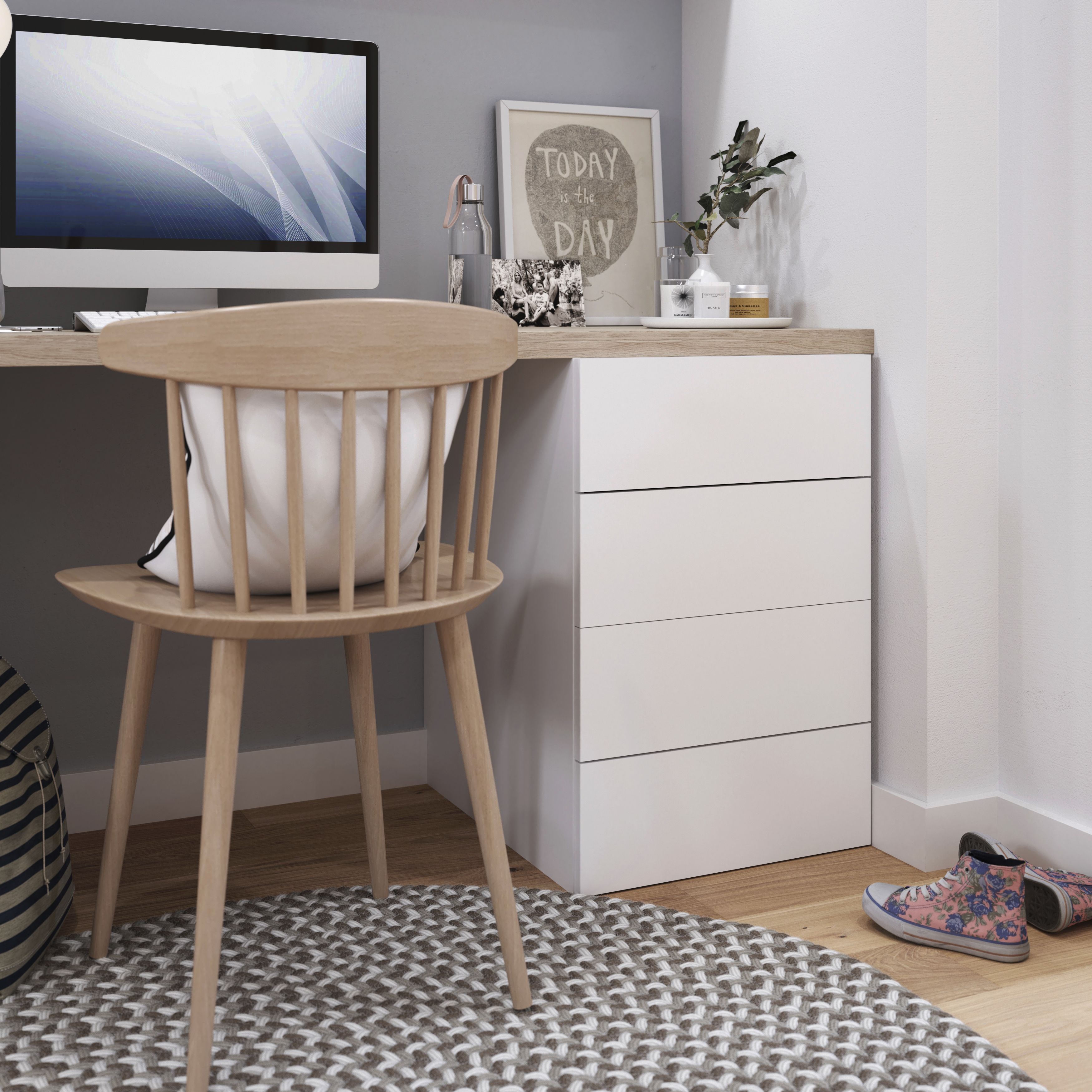 GoodHome Atomia Matt White Modular furniture cabinet, (H)750mm (W)500mm (D)580mm