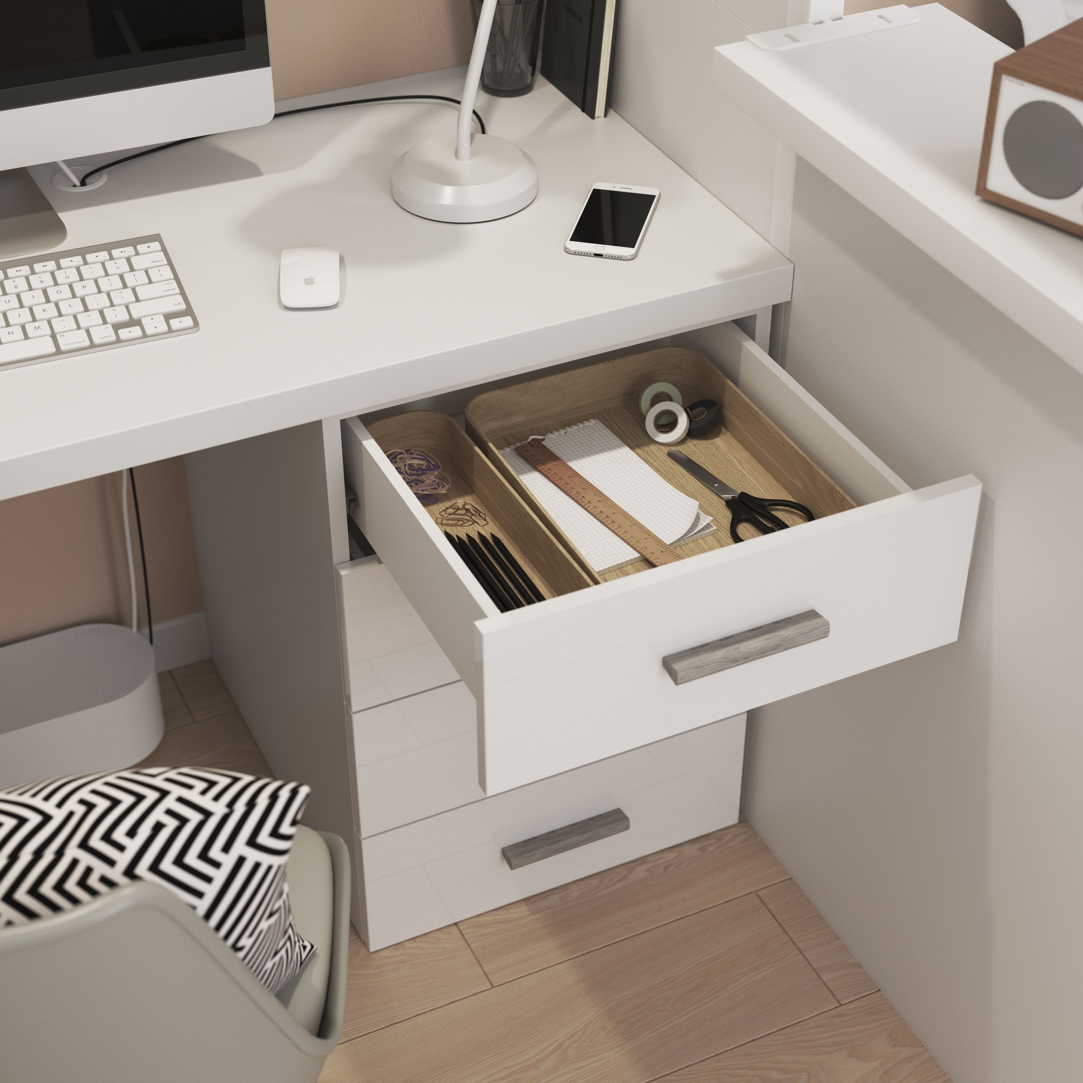 GoodHome Atomia Matt White Modular furniture cabinet, (H)750mm (W)500mm (D)580mm