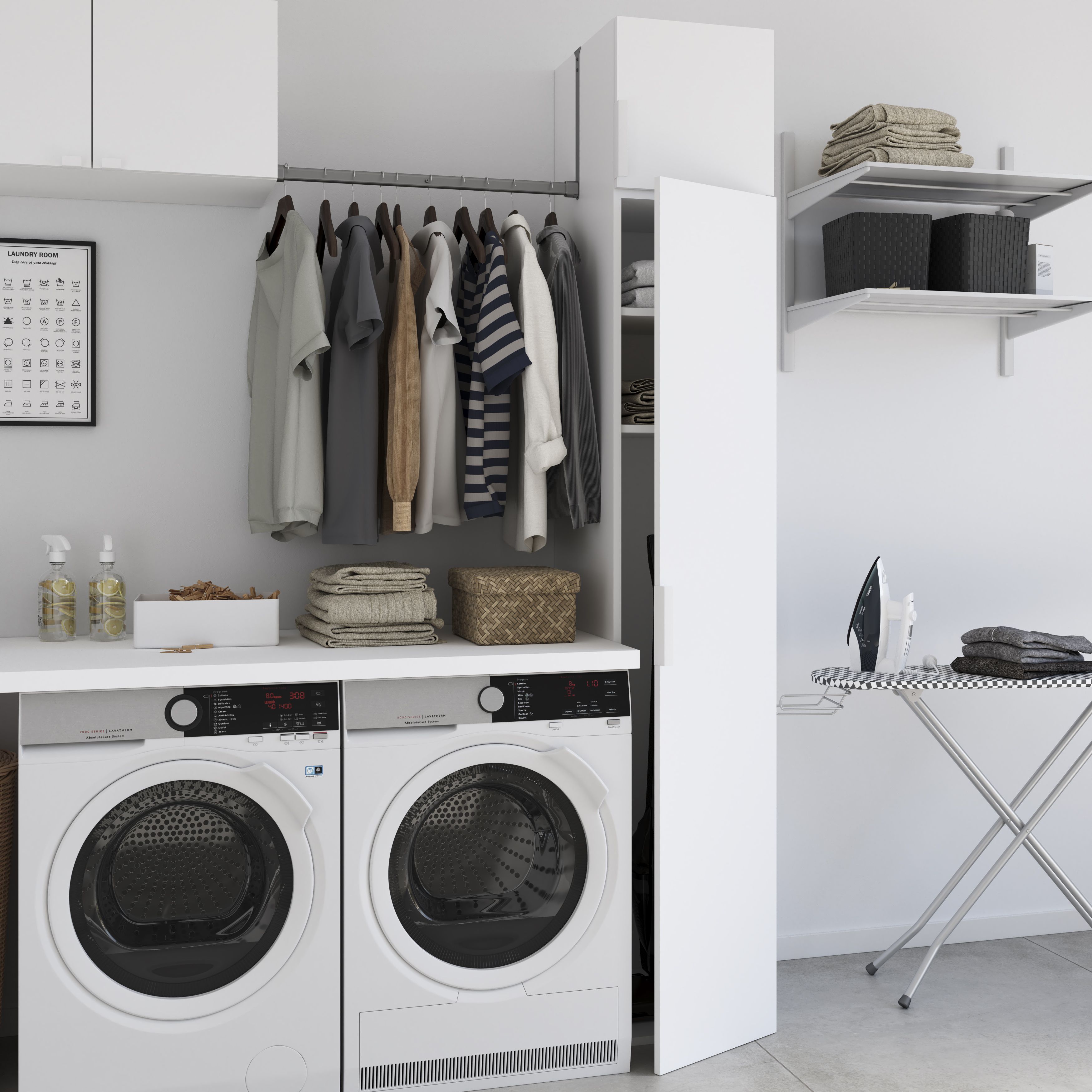 GoodHome Atomia Matt White Non-mirrored Modular furniture door, (H) 1872mm (W) 372mm