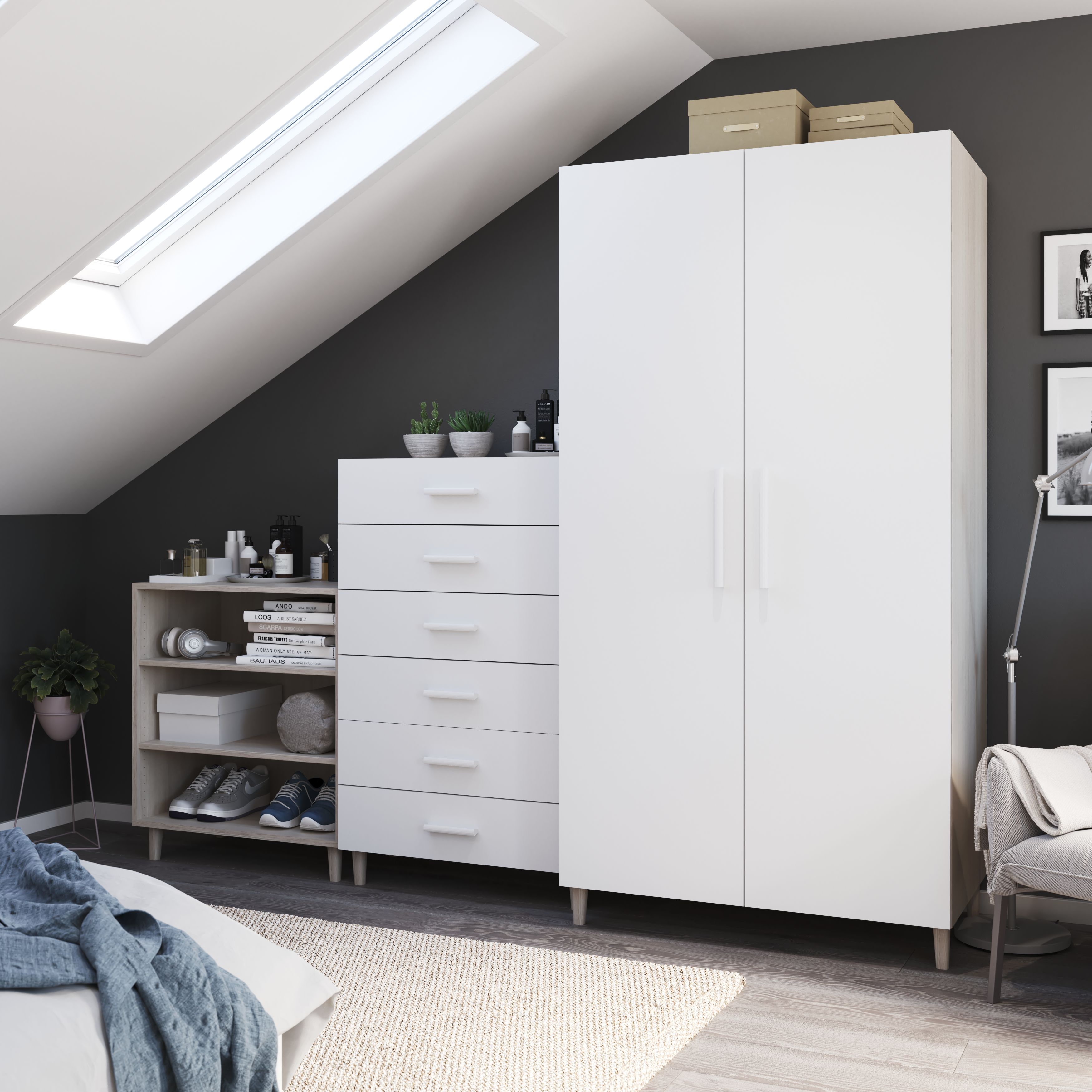 GoodHome Atomia Matt White Non-mirrored Modular furniture door, (H) 1872mm (W) 497mm