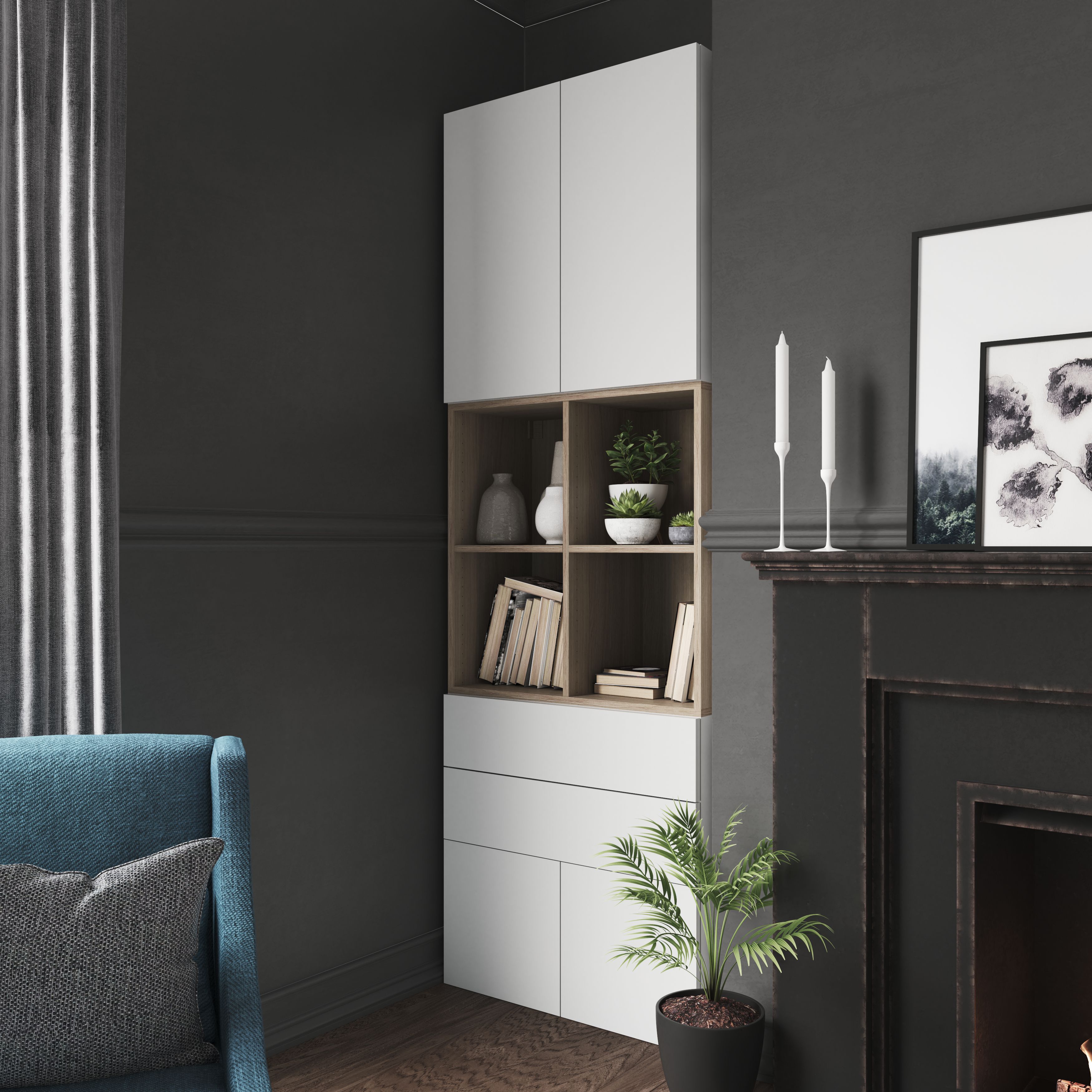 GoodHome Atomia Matt White Non-mirrored Modular furniture door, (H) 372mm (W) 372mm