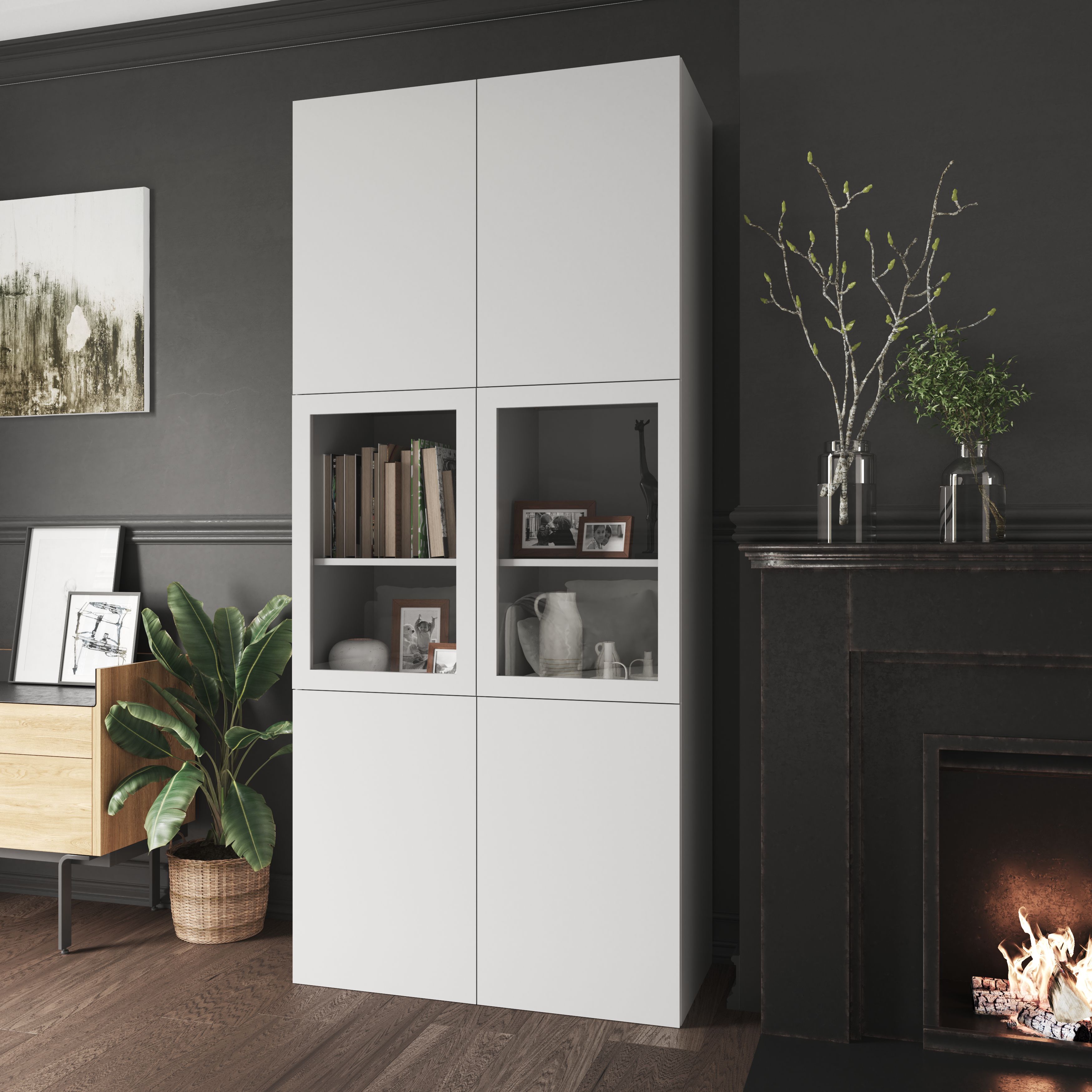 GoodHome Atomia Matt White Non-mirrored Modular furniture door, (H) 747mm (W) 497mm