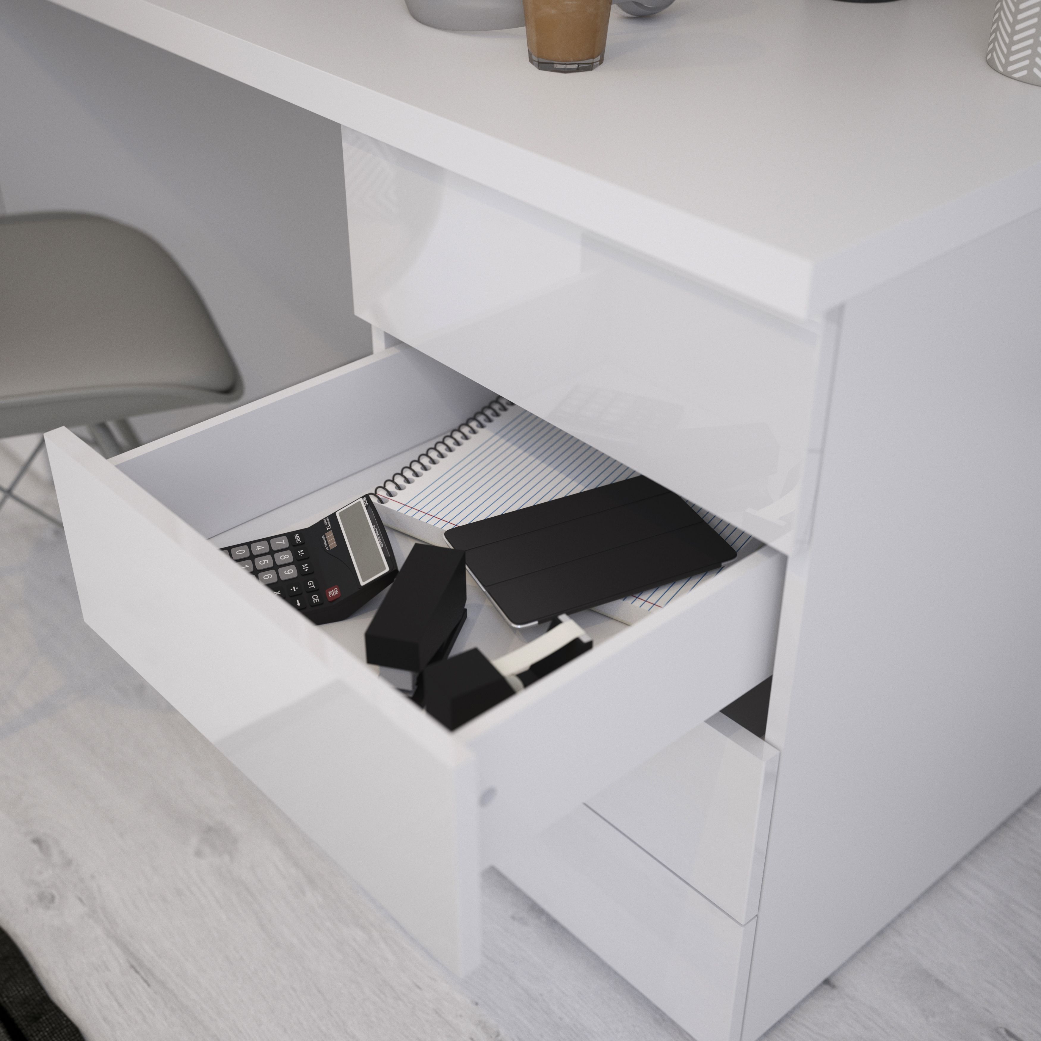 GoodHome Atomia Matt white Slab External Drawer (H)184.5mm (W)497mm (D)500mm, Set of 2