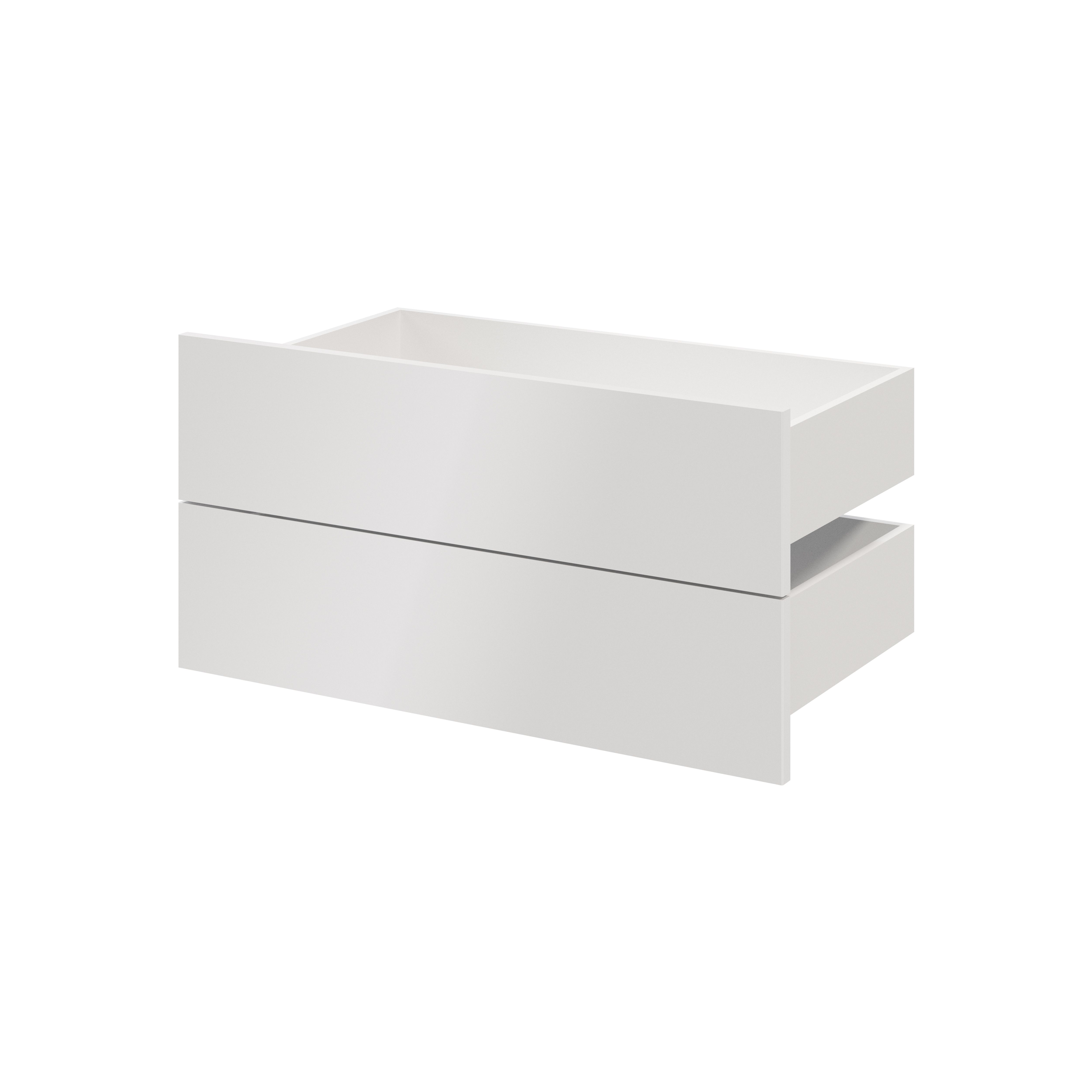 GoodHome Atomia Matt white Slab External Drawer (H)184.5mm (W)747mm (D)390mm, Set of 2