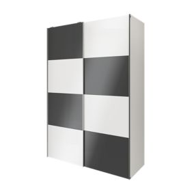 GoodHome Atomia Modern High gloss Anthracite & white Particle board Large Double Wardrobe (H)2250mm (W)1500mm (D)655mm