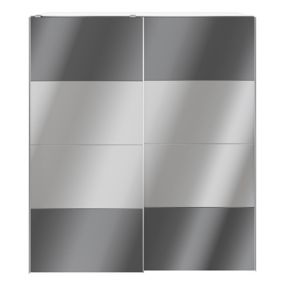 GoodHome Atomia Modern High gloss White & anthracite Particle board Large Double Wardrobe (H)2250mm (W)2000mm (D)655mm