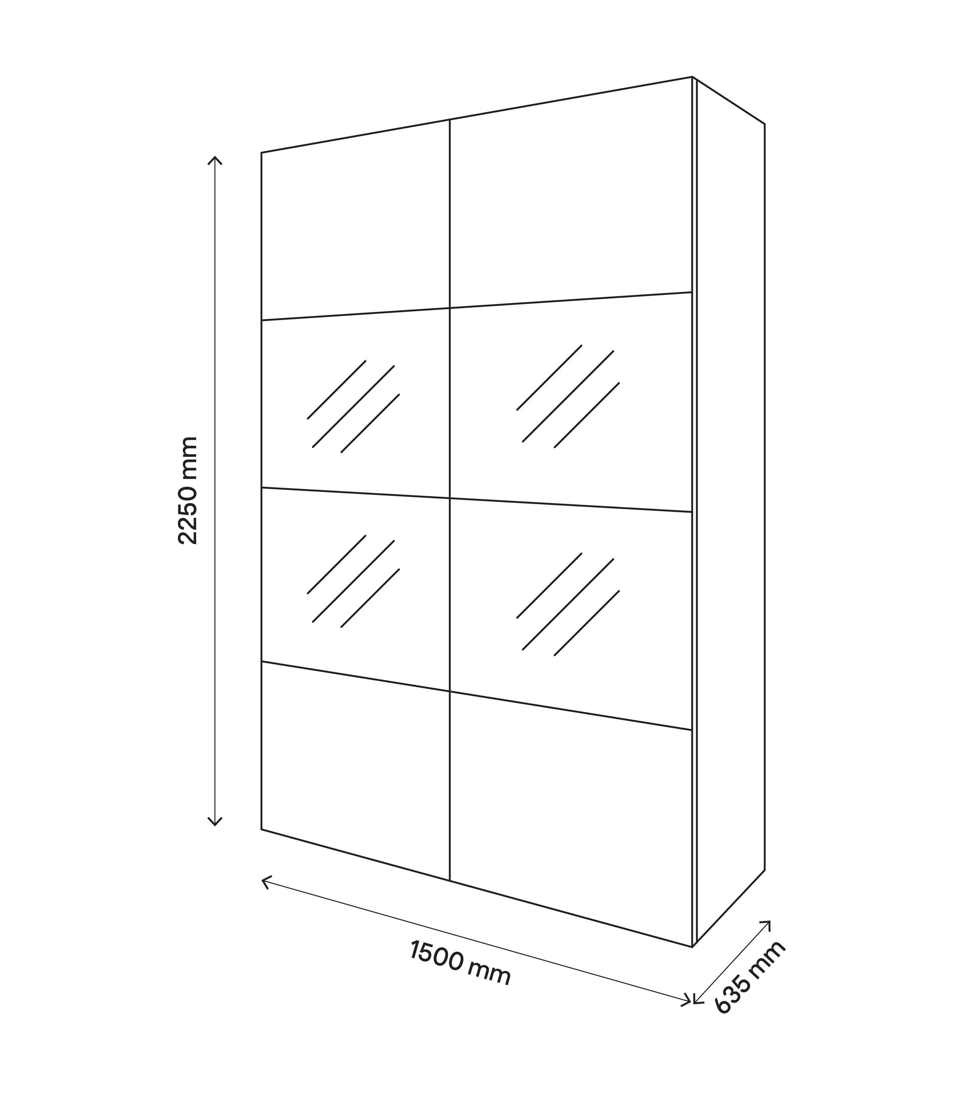 GoodHome Atomia Modern High gloss White Particle board Large Double Wardrobe (H)2250mm (W)1500mm (D)655mm