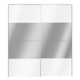 GoodHome Atomia Modern Mirrored High gloss White Particle board 2 door Large Double Wardrobe (H)2250mm (W)2000mm (D)655mm