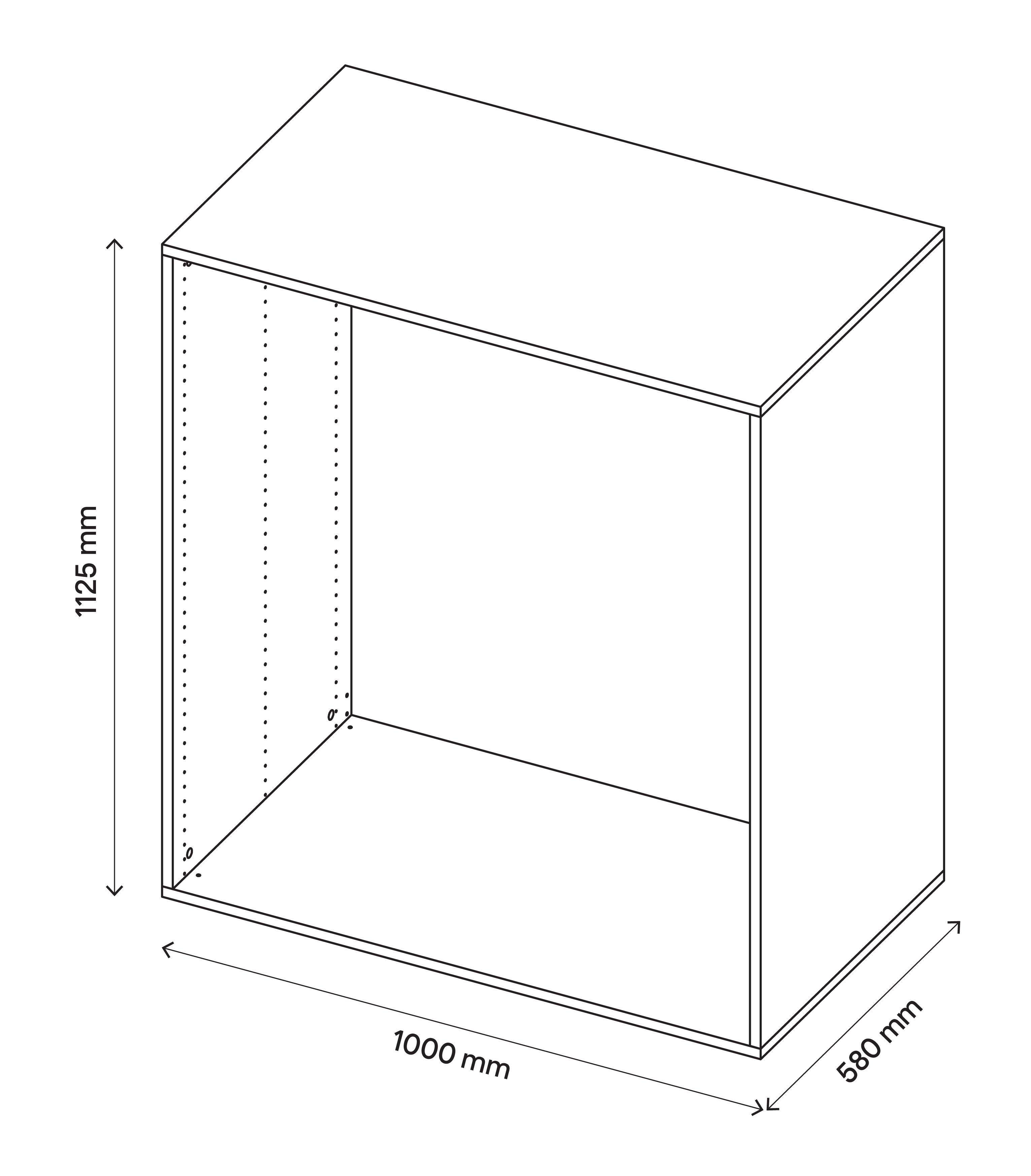 GoodHome Atomia Oak effect Modular furniture cabinet, (H)1125mm (W)1000mm (D)580mm