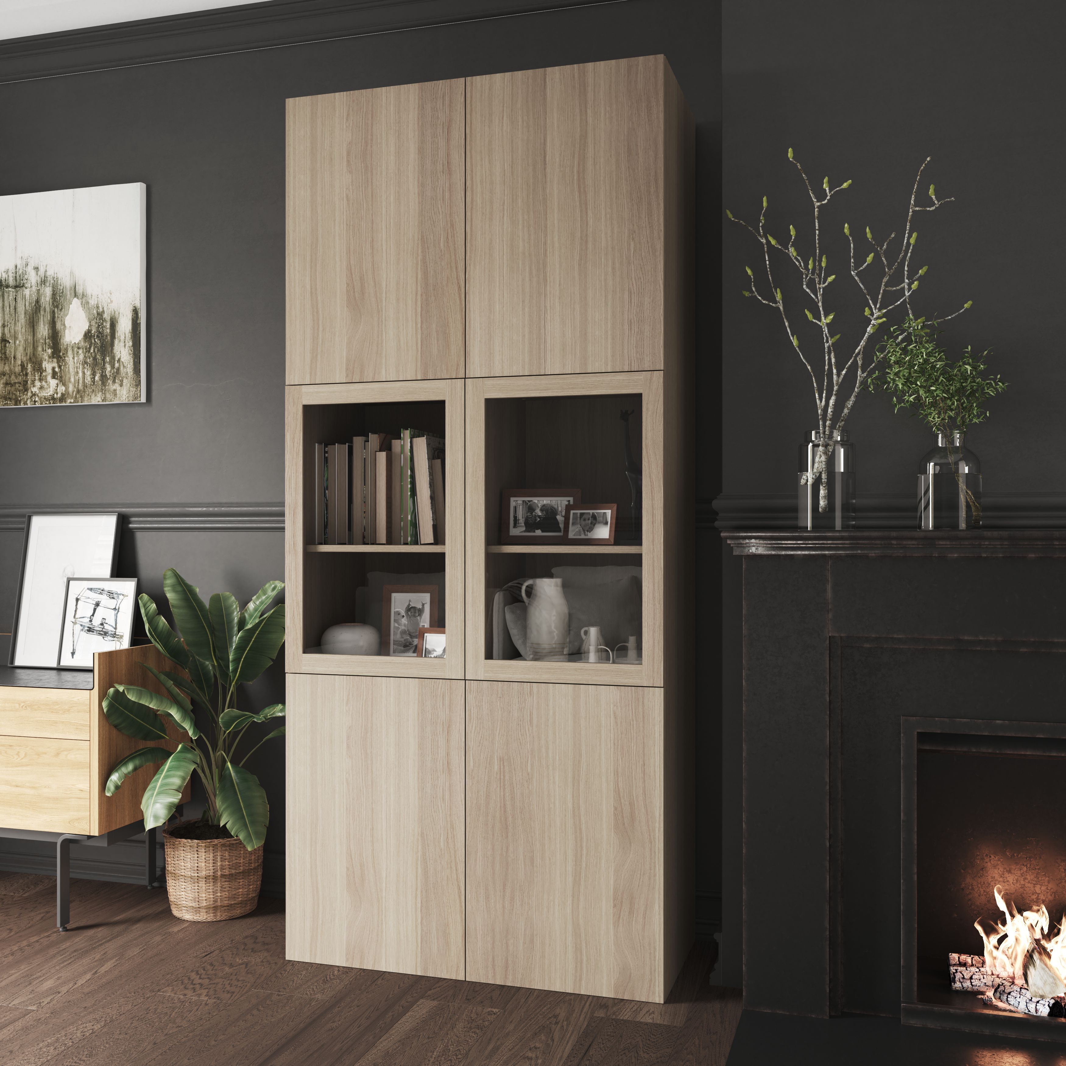 GoodHome Atomia Oak effect Modular furniture cabinet, (H)2250mm (W)500mm (D)450mm