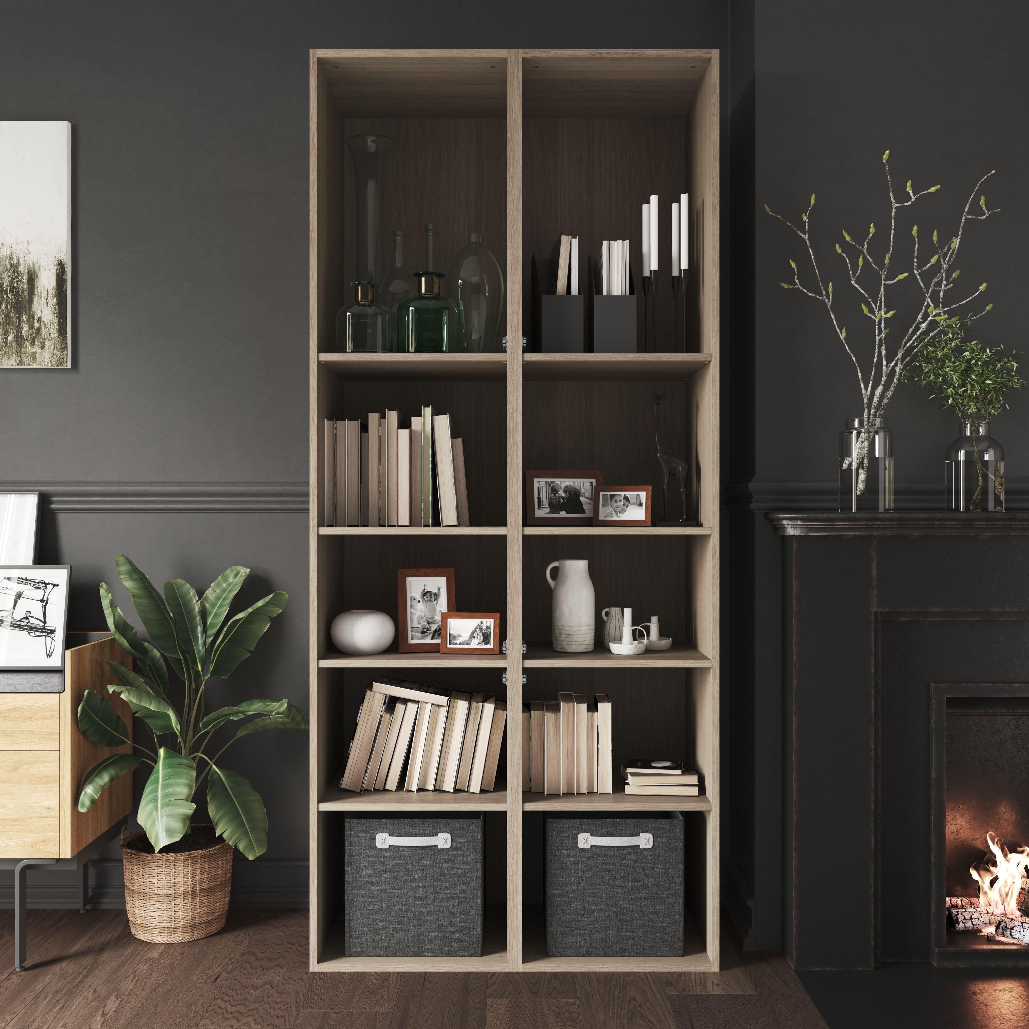 GoodHome Atomia Oak effect Modular furniture cabinet, (H)2250mm (W)500mm (D)450mm
