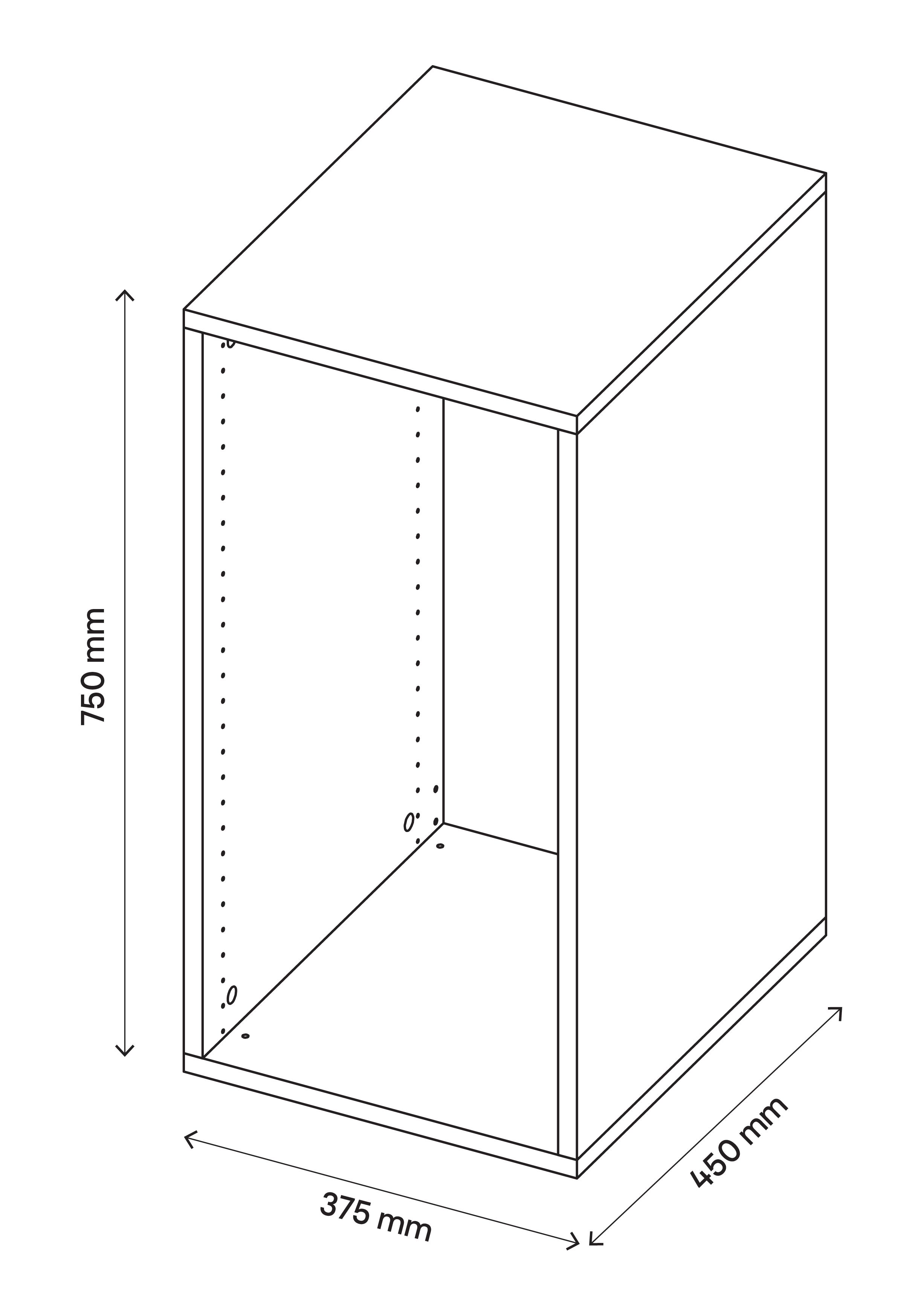 GoodHome Atomia Oak effect Modular furniture cabinet, (H)750mm (W)375mm (D)450mm