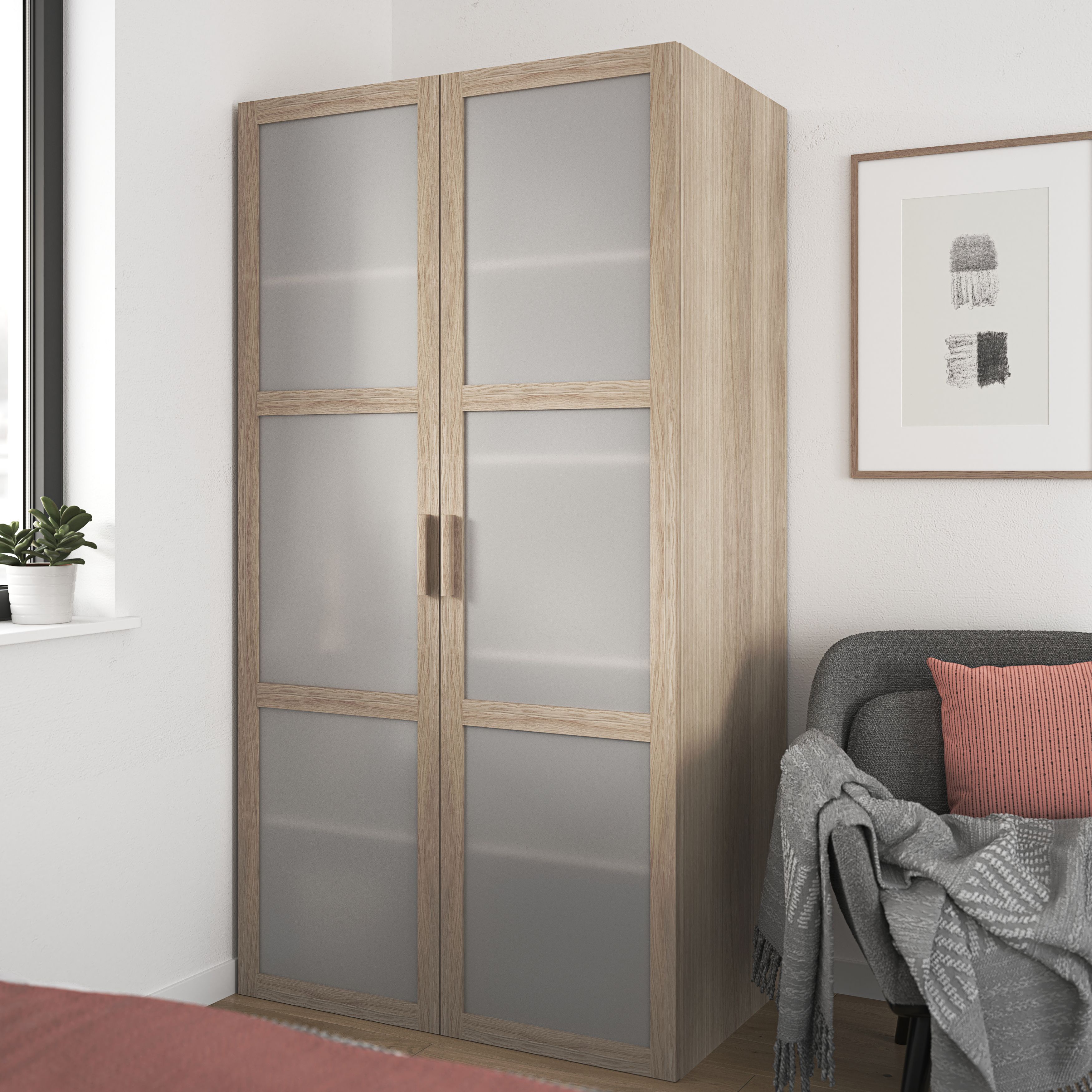 GoodHome Atomia Oak effect Opaque Non-mirrored Modular furniture door, (H) 1872mm (W) 497mm