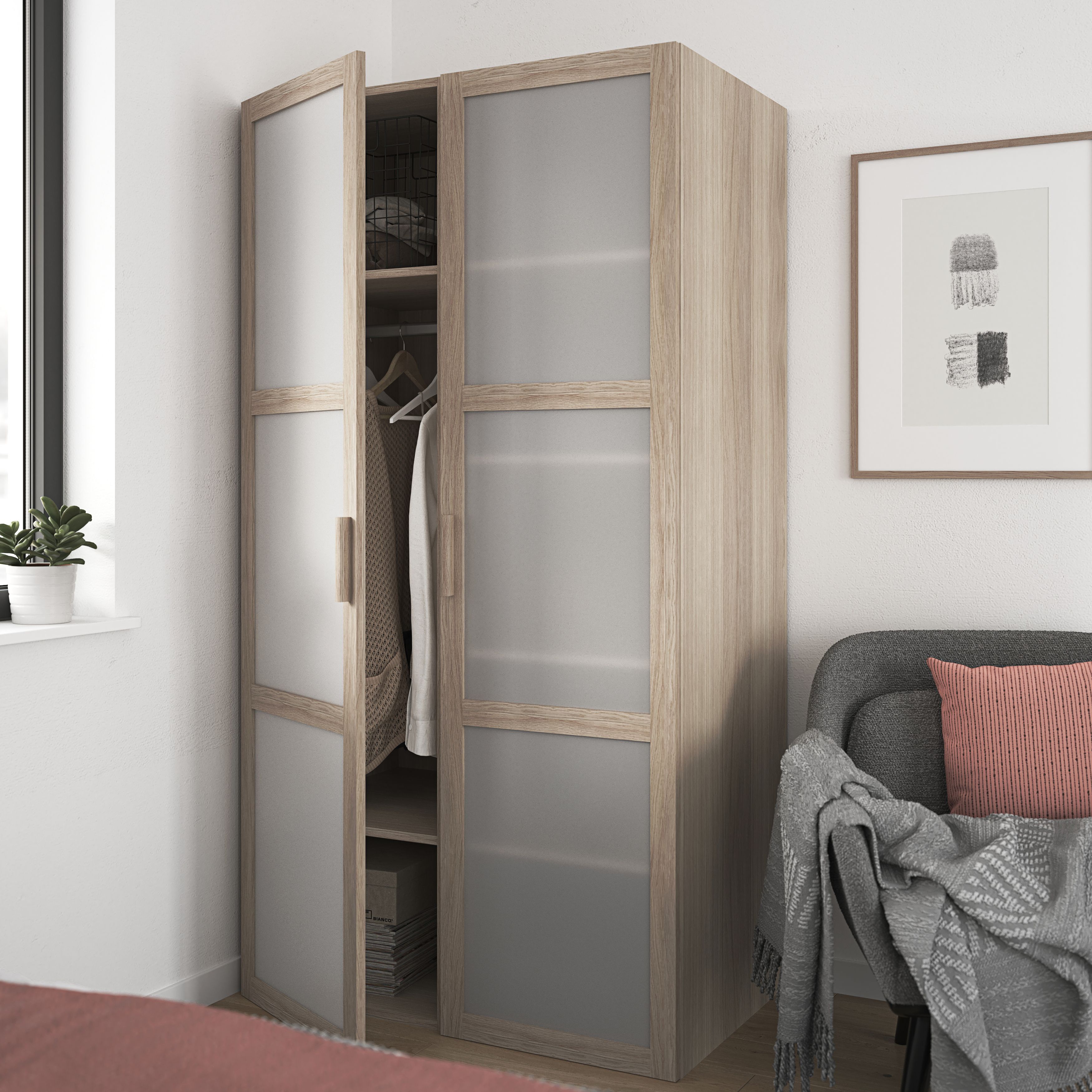 GoodHome Atomia Oak effect Opaque Non-mirrored Modular furniture door, (H) 1872mm (W) 497mm