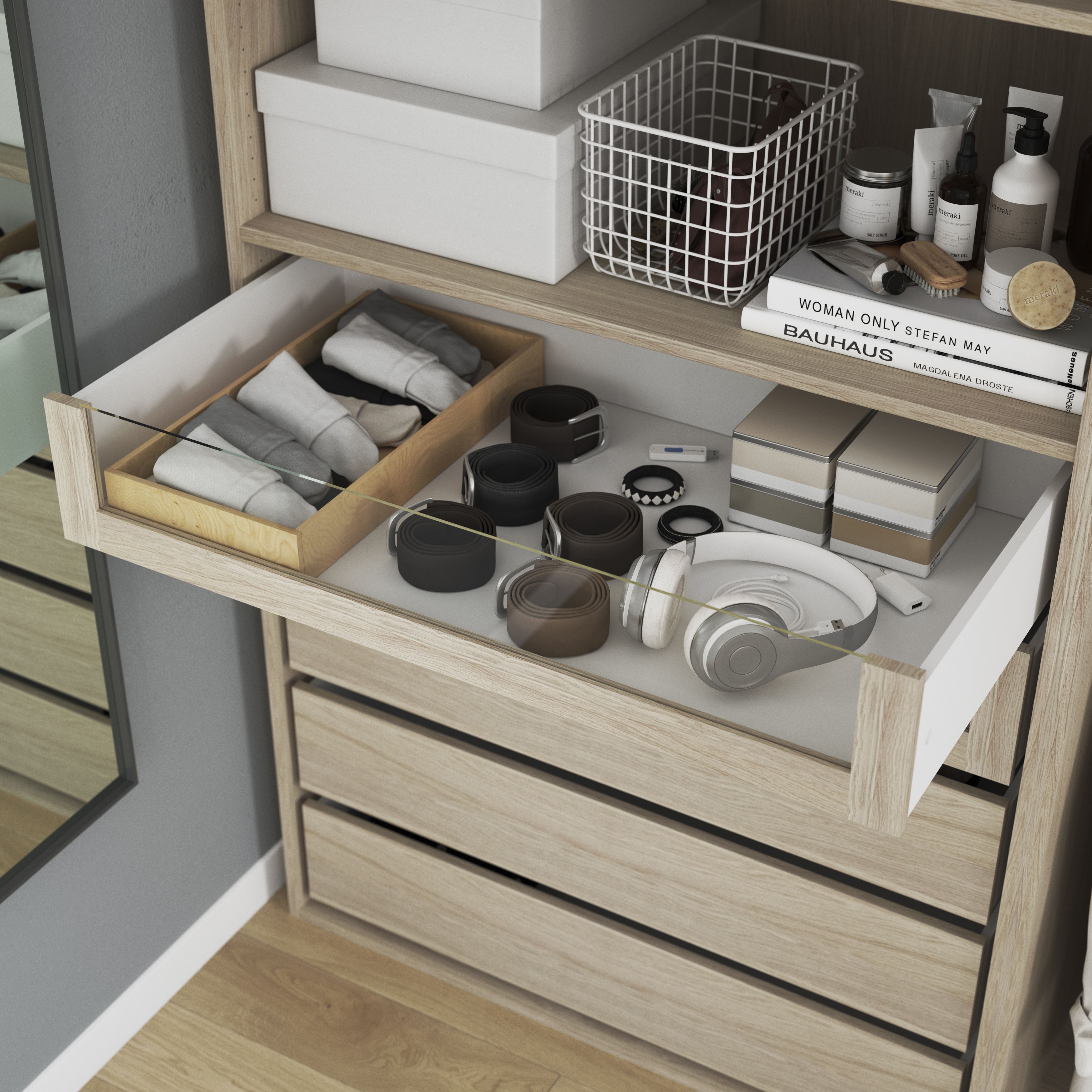 GoodHome Atomia Oak effect Shaker Internal Drawer (H)170mm (W)937mm (D)500mm