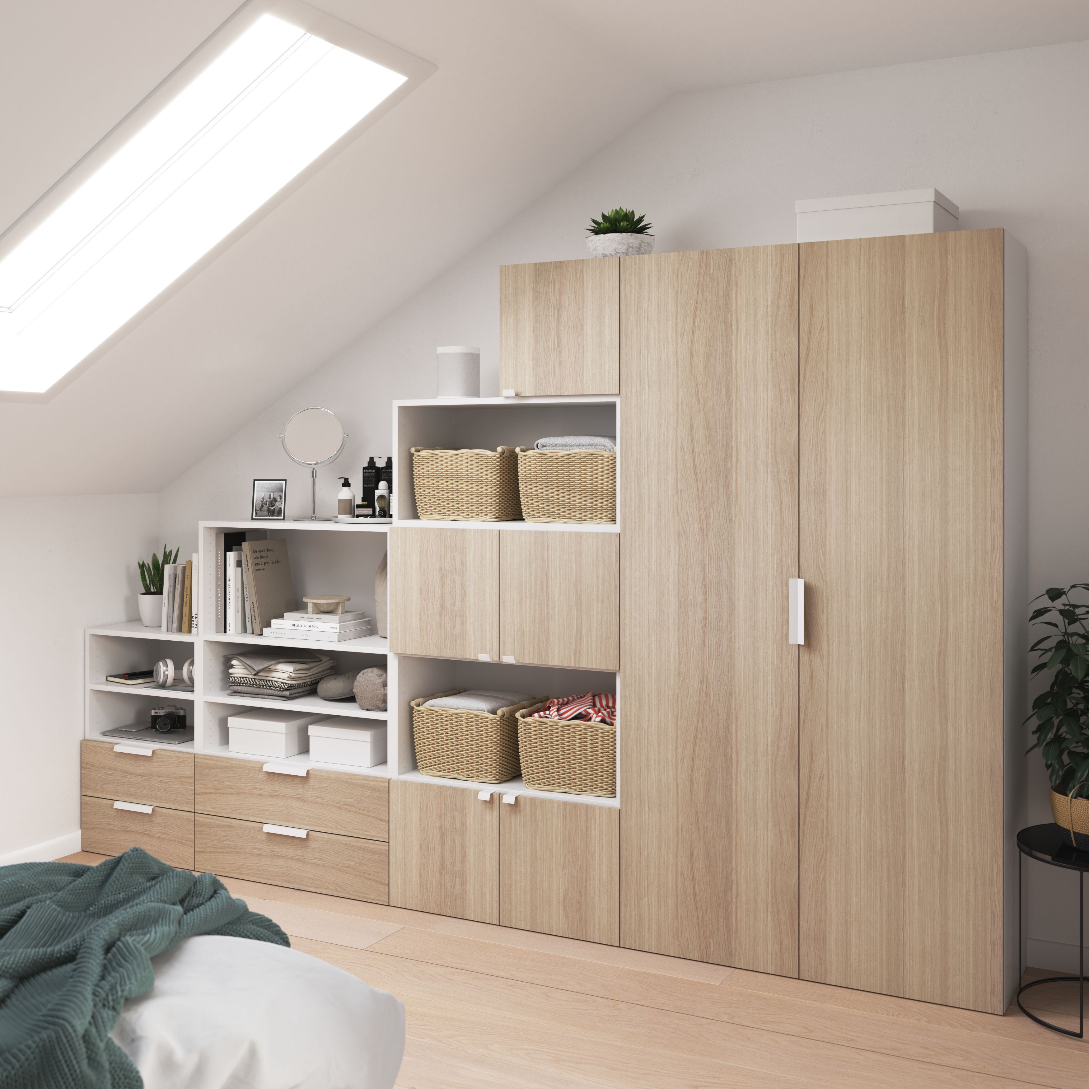GoodHome Atomia Oak effect Slab External Drawer (H)184.5mm (W)747mm (D)300mm, Set of 2