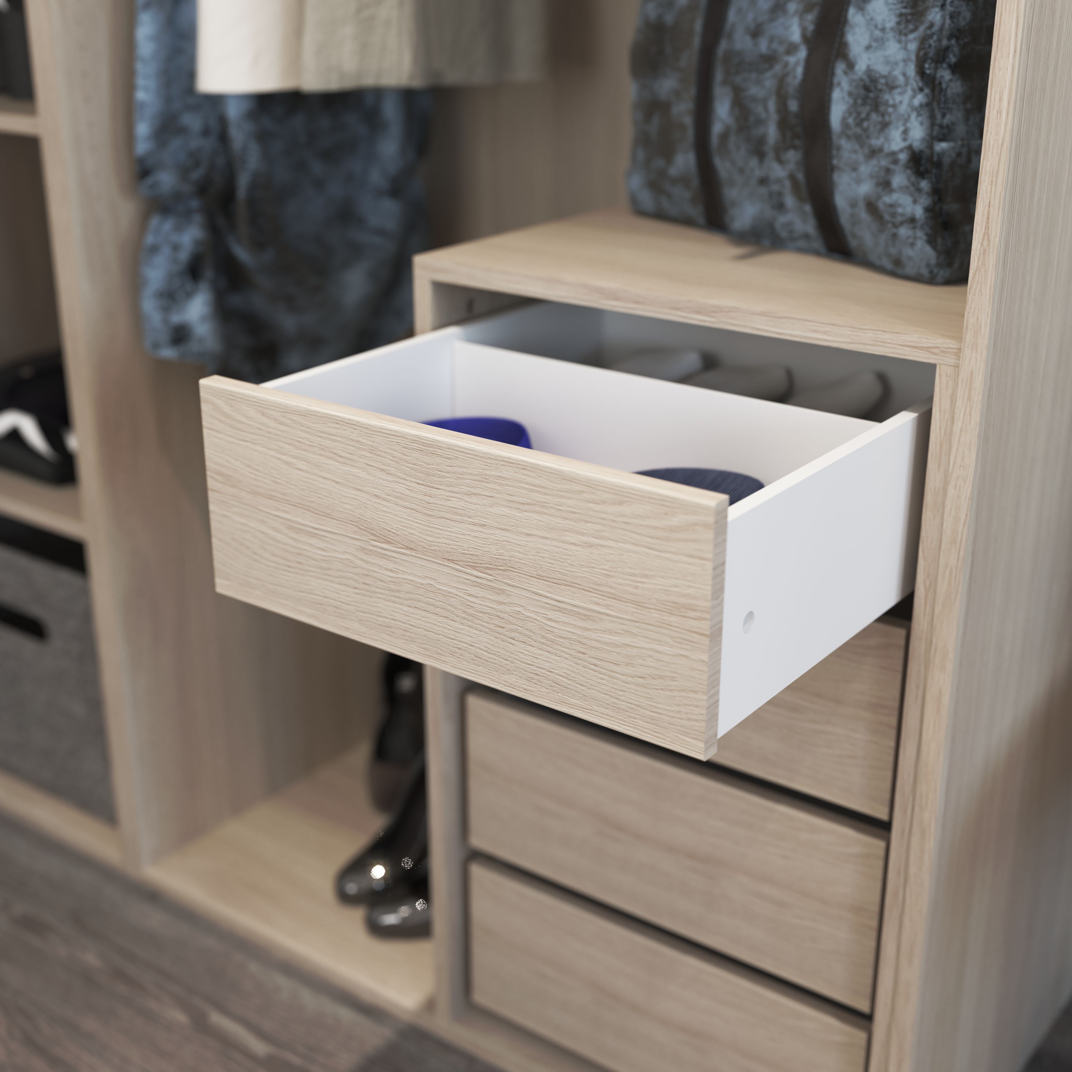 GoodHome Atomia Oak effect Slab Internal Drawer (H)170mm (W)464mm (D)500mm