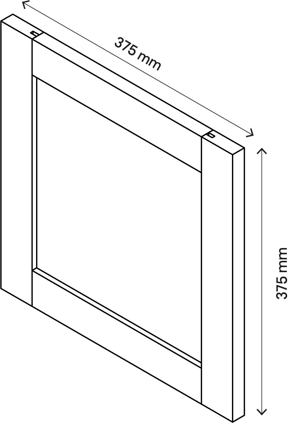 GoodHome Atomia Oak effect Transparent Modular furniture door, (H) 372mm (W) 372mm