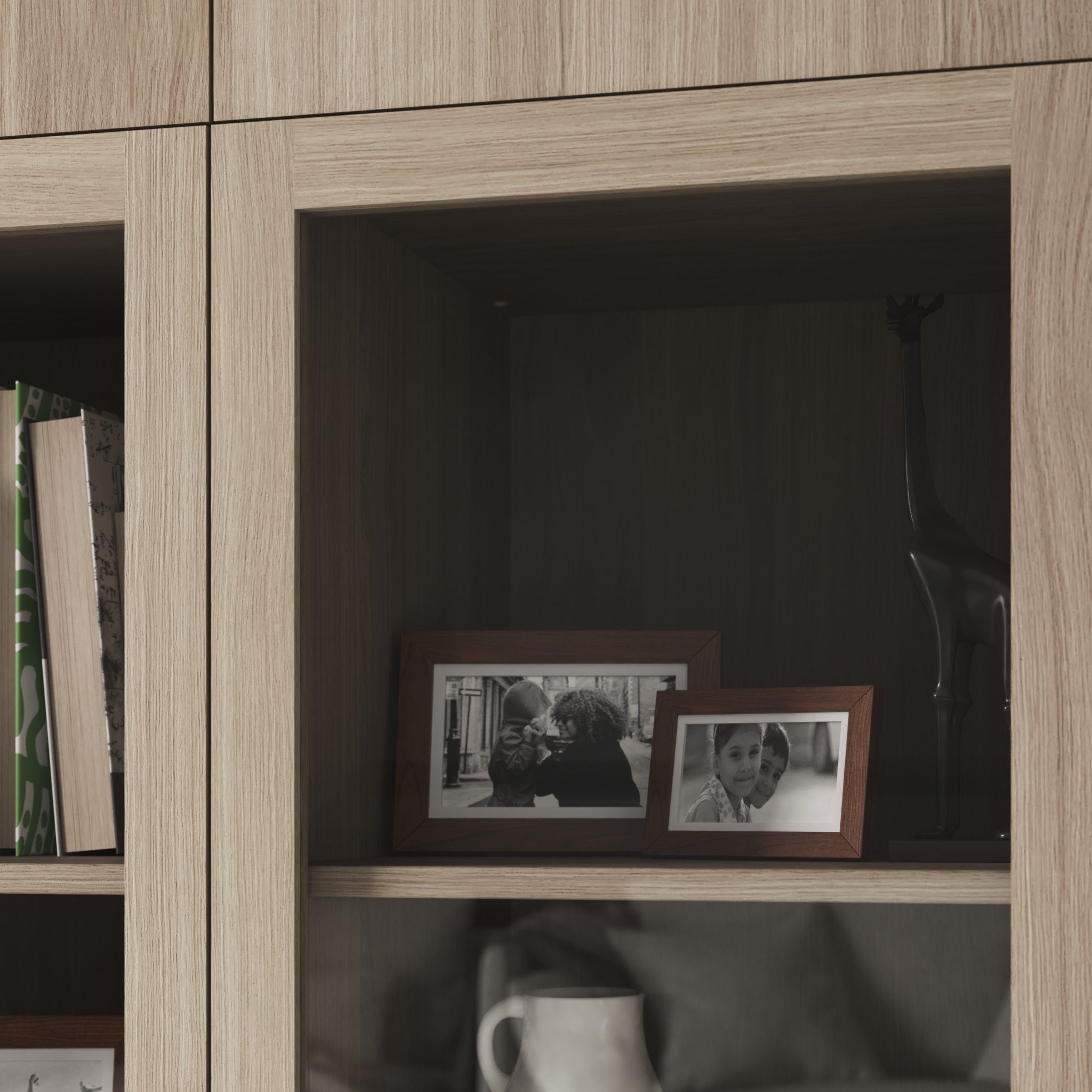 GoodHome Atomia Oak effect Transparent Non-mirrored Modular furniture door, (H) 1872mm (W) 372mm