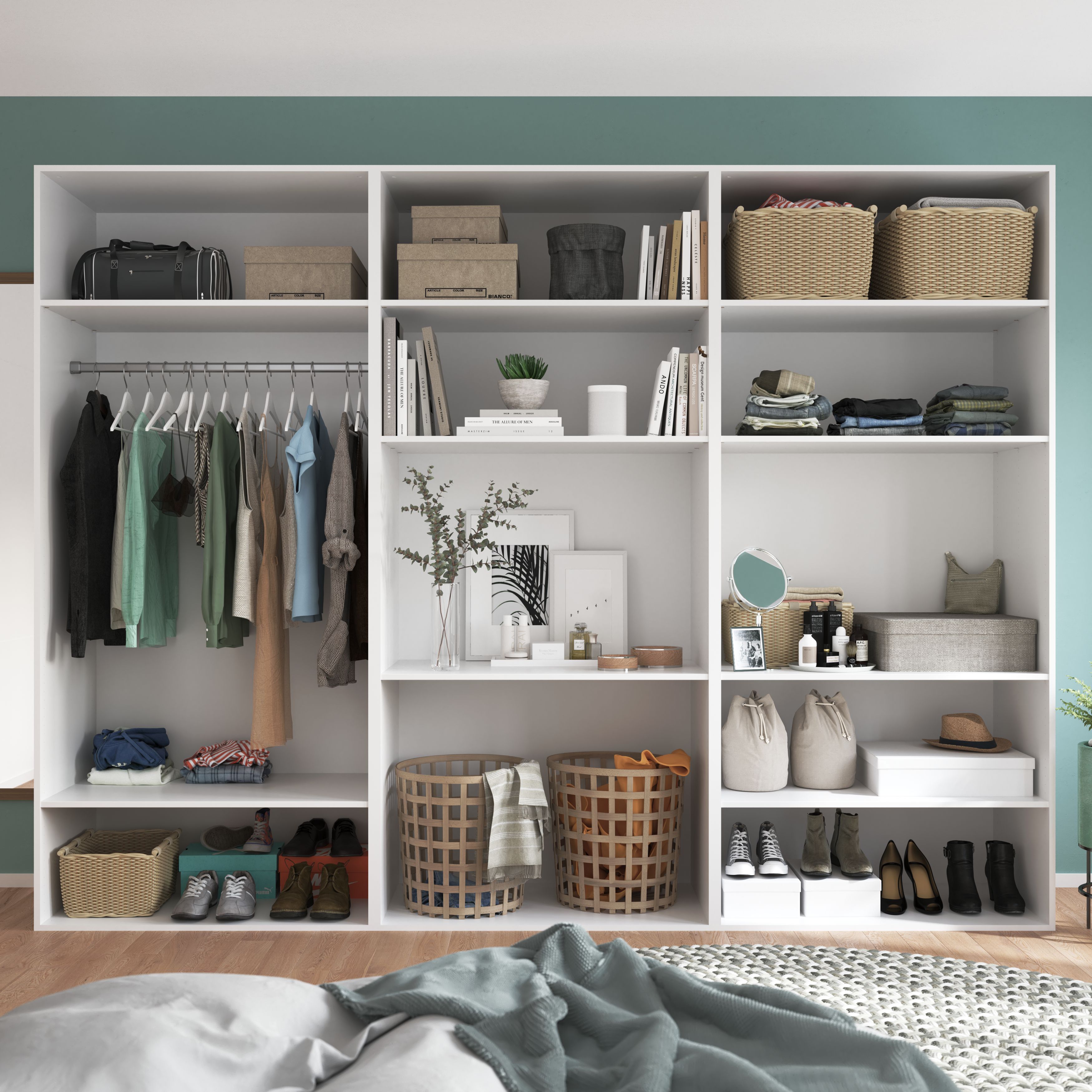 GoodHome Atomia White Bedroom storage unit (H)2250mm (W)3000mm (D)580mm