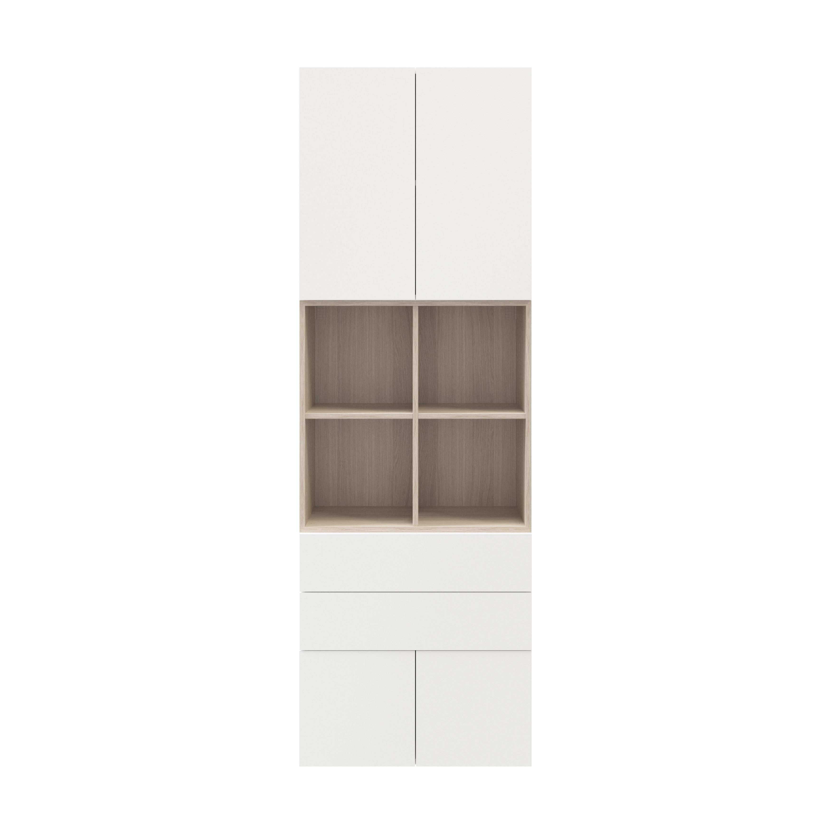 GoodHome Atomia White Door, Oak effect Office & living storage (H)2250mm (W)750mm (D)370mm