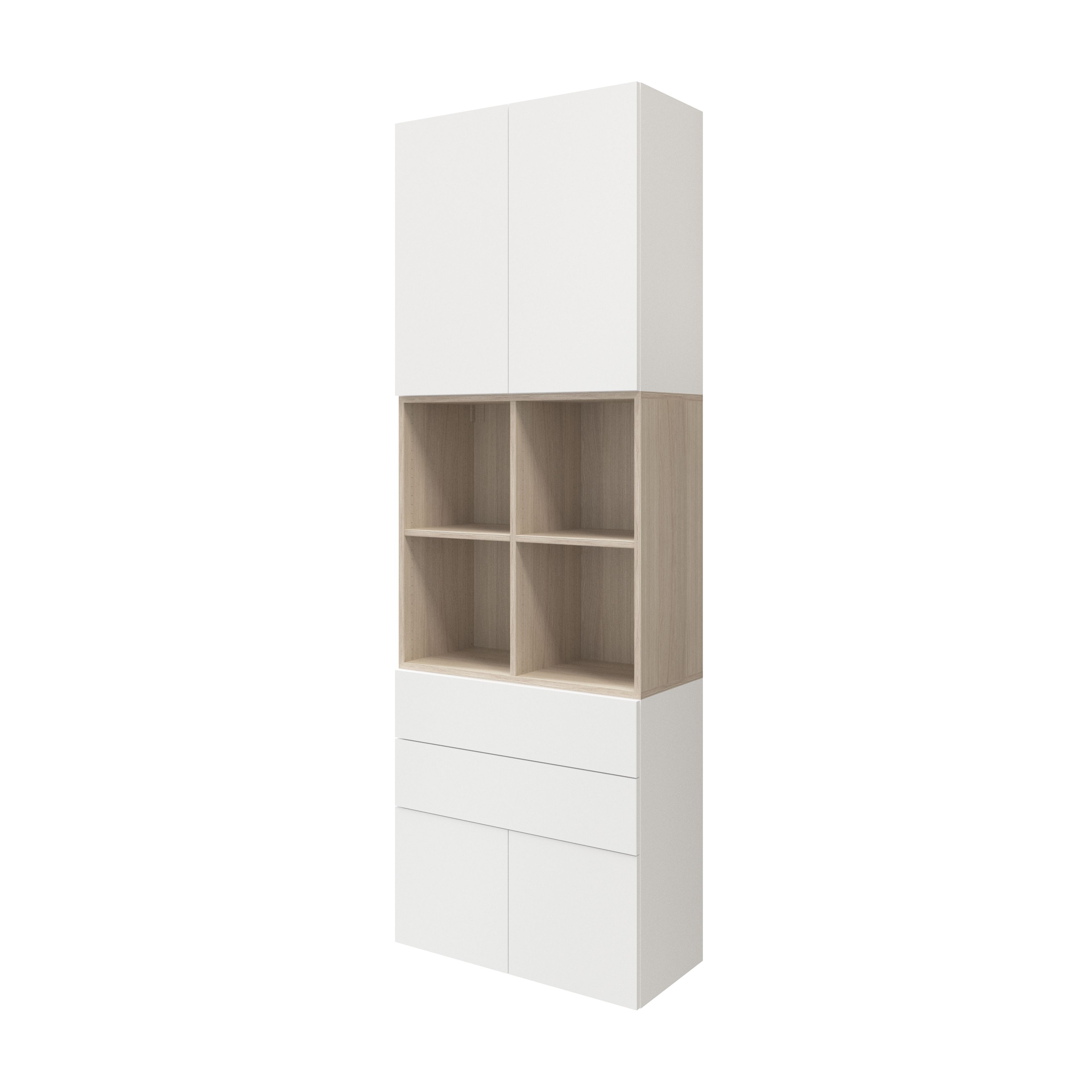 GoodHome Atomia White Door, Oak effect Office & living storage (H)2250mm (W)750mm (D)370mm