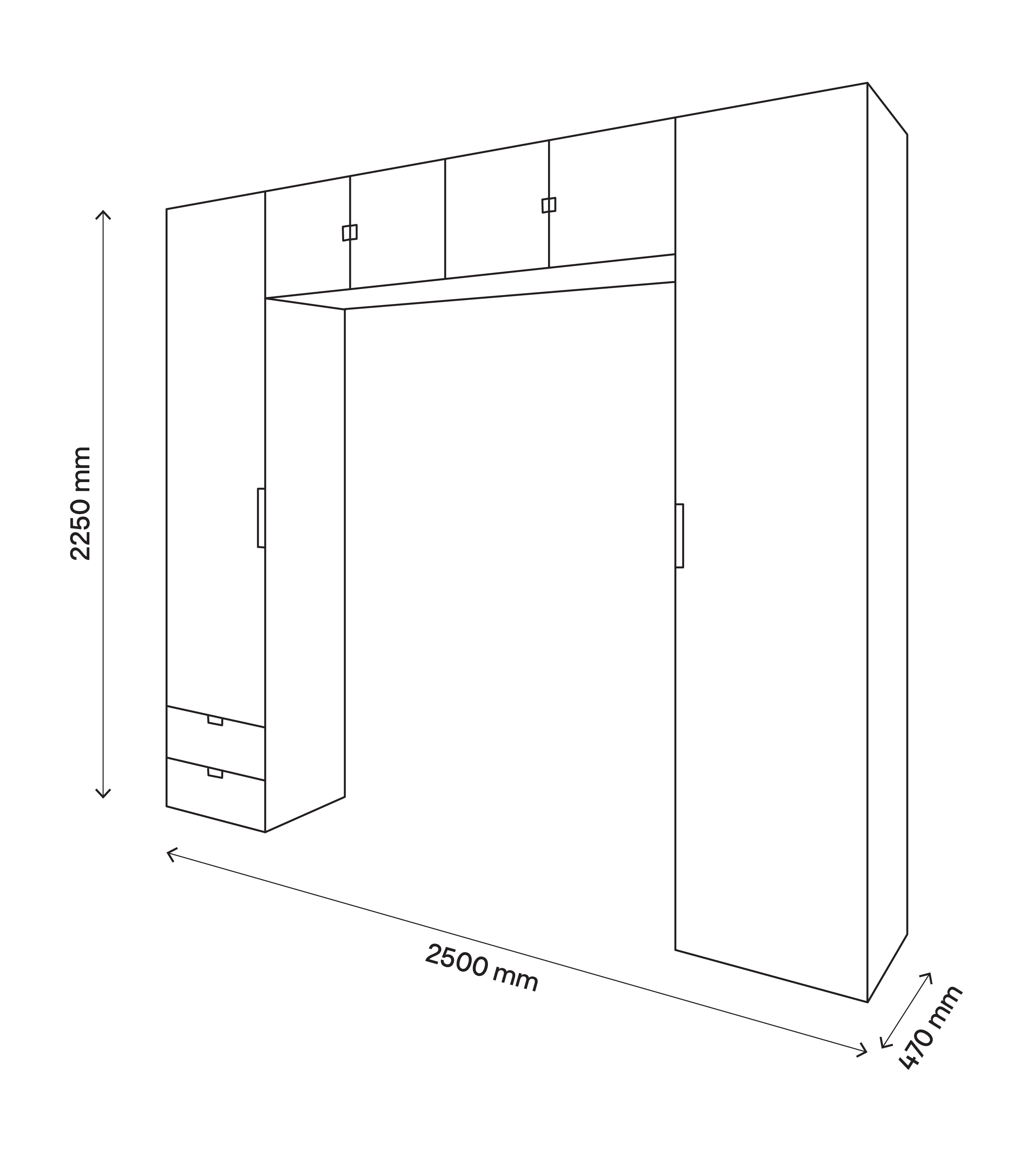 GoodHome Atomia White Door, White Overhead unit (H)2250mm (W)2500mm (D)450mm