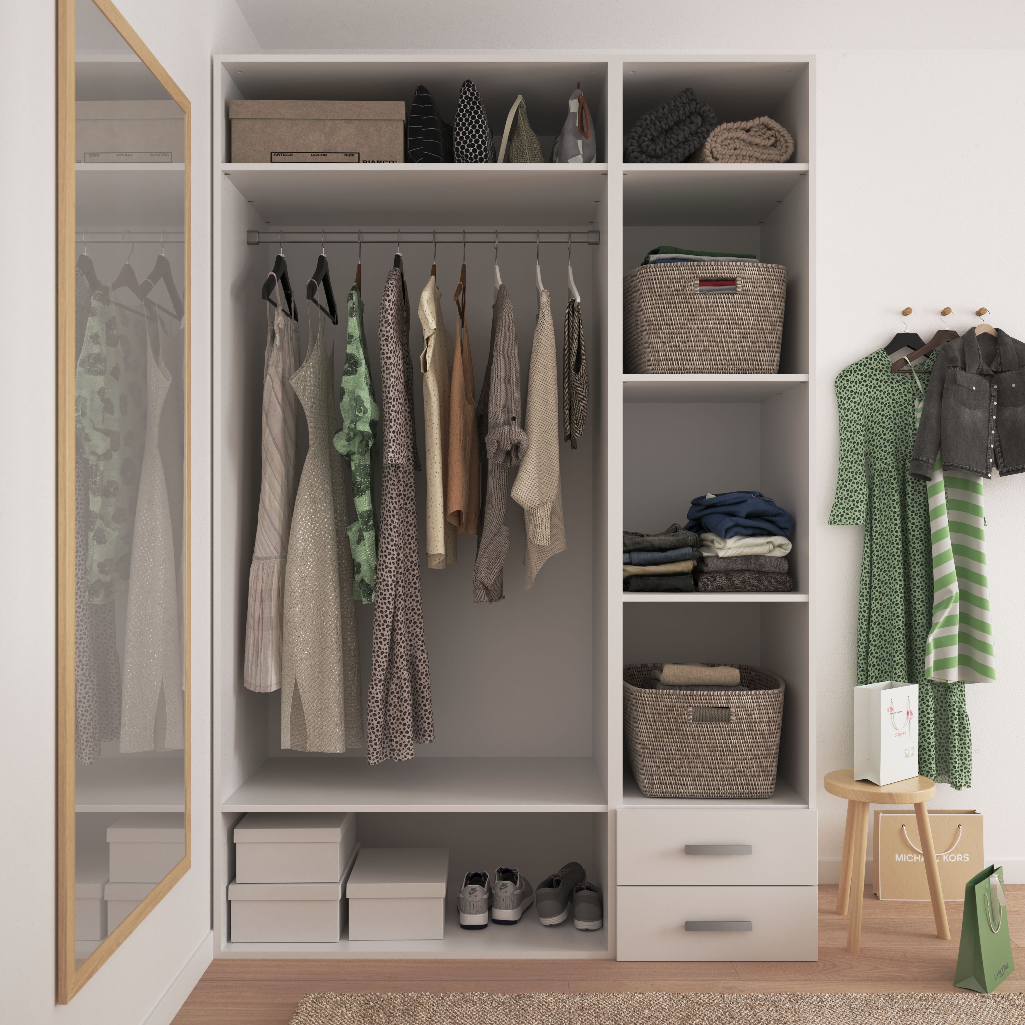 GoodHome Atomia White Modular furniture cabinet, (H)2250mm (W)500mm (D)580mm