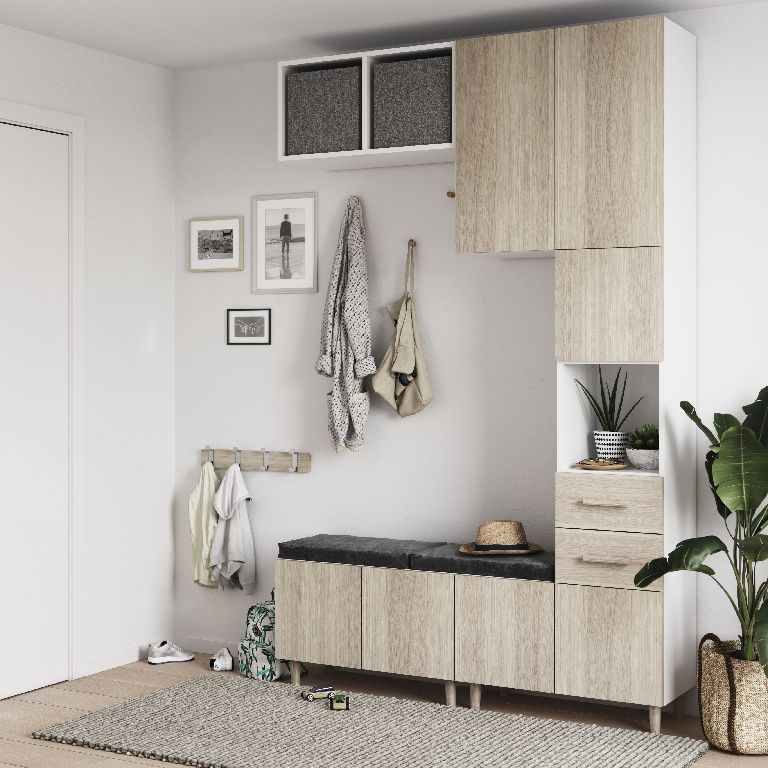GoodHome Atomia White Oak effect Large Storage unit (H)1125mm