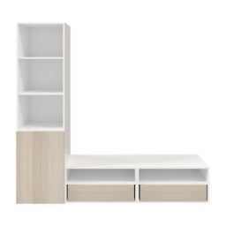 GoodHome Atomia White Oak effect TV furniture stand, (W)500mm