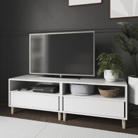 GoodHome Atomia White TV stand, (H)37.5cm x (W)150cm x (D)45cm
