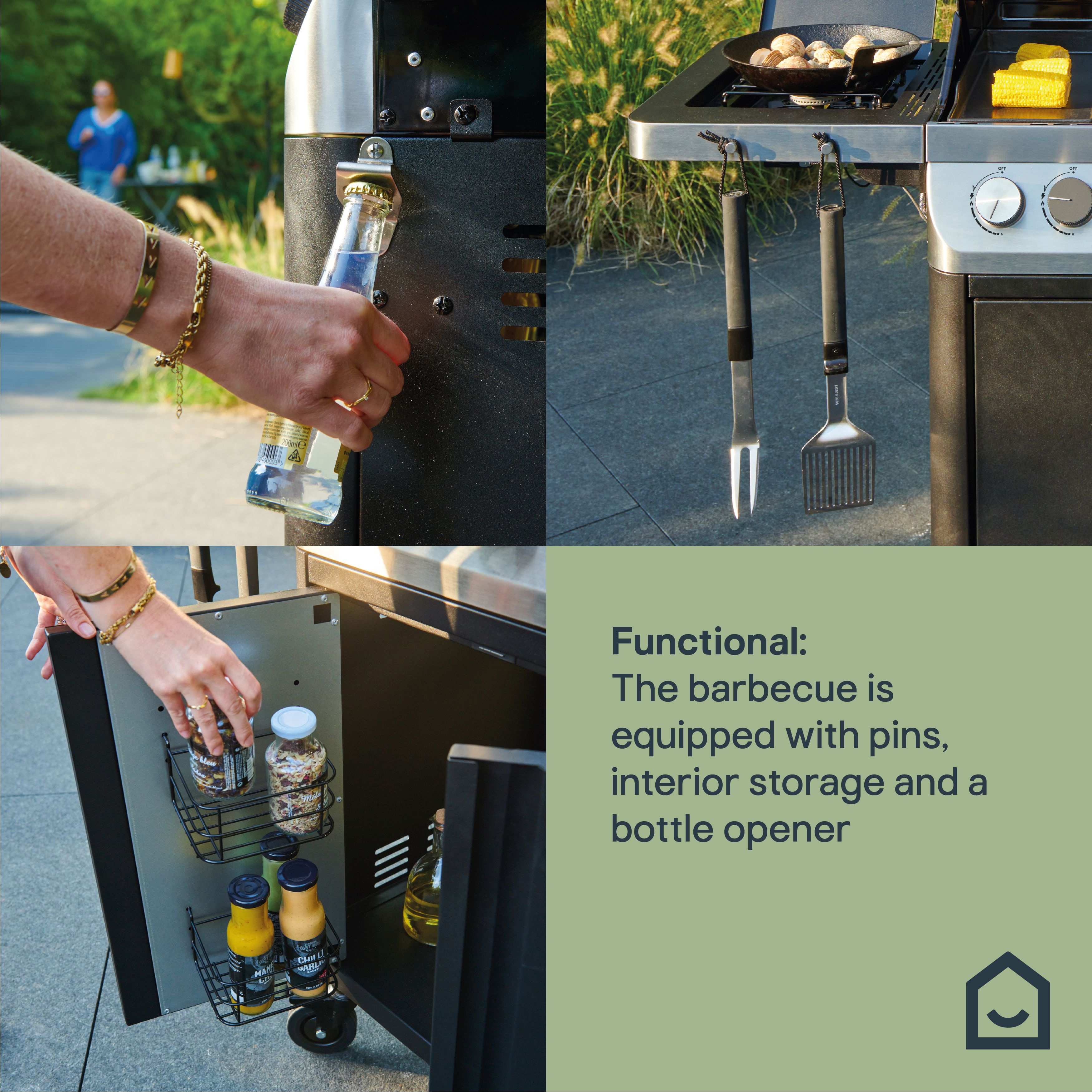 GoodHome Attaia Black 4 burner Gas BBQ