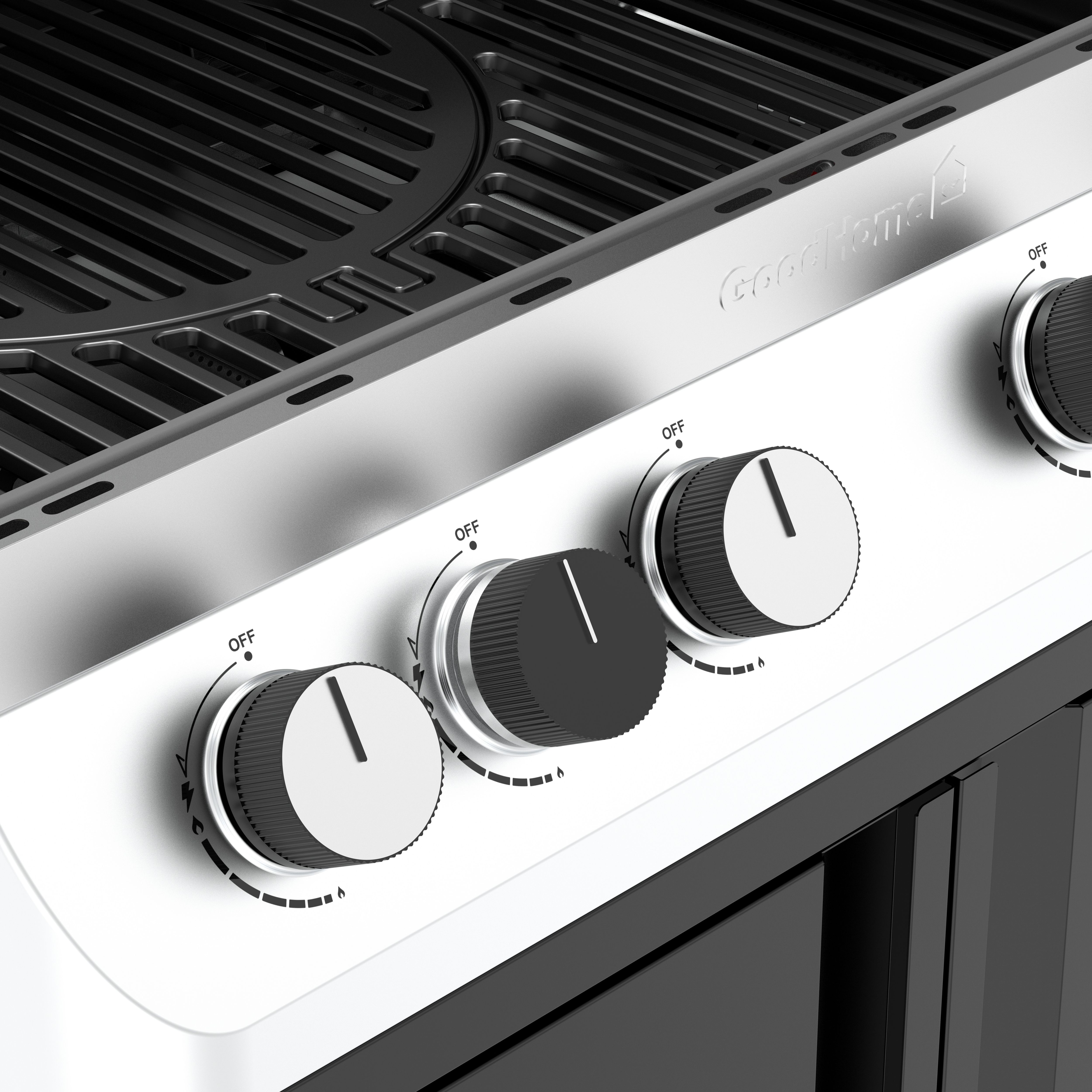 GoodHome Attaia Black 4 burner Gas BBQ
