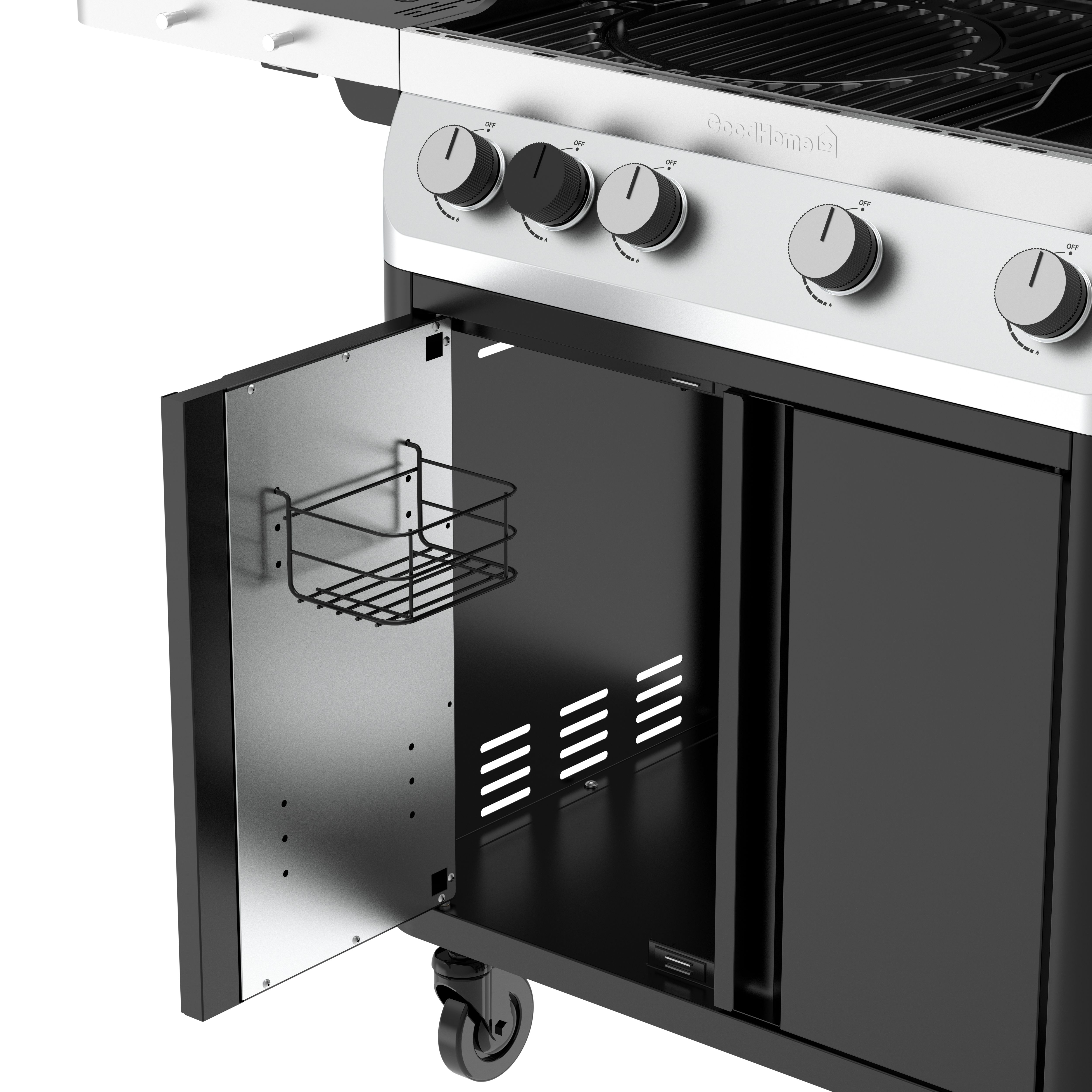GoodHome Attaia Black 4 burner Gas BBQ