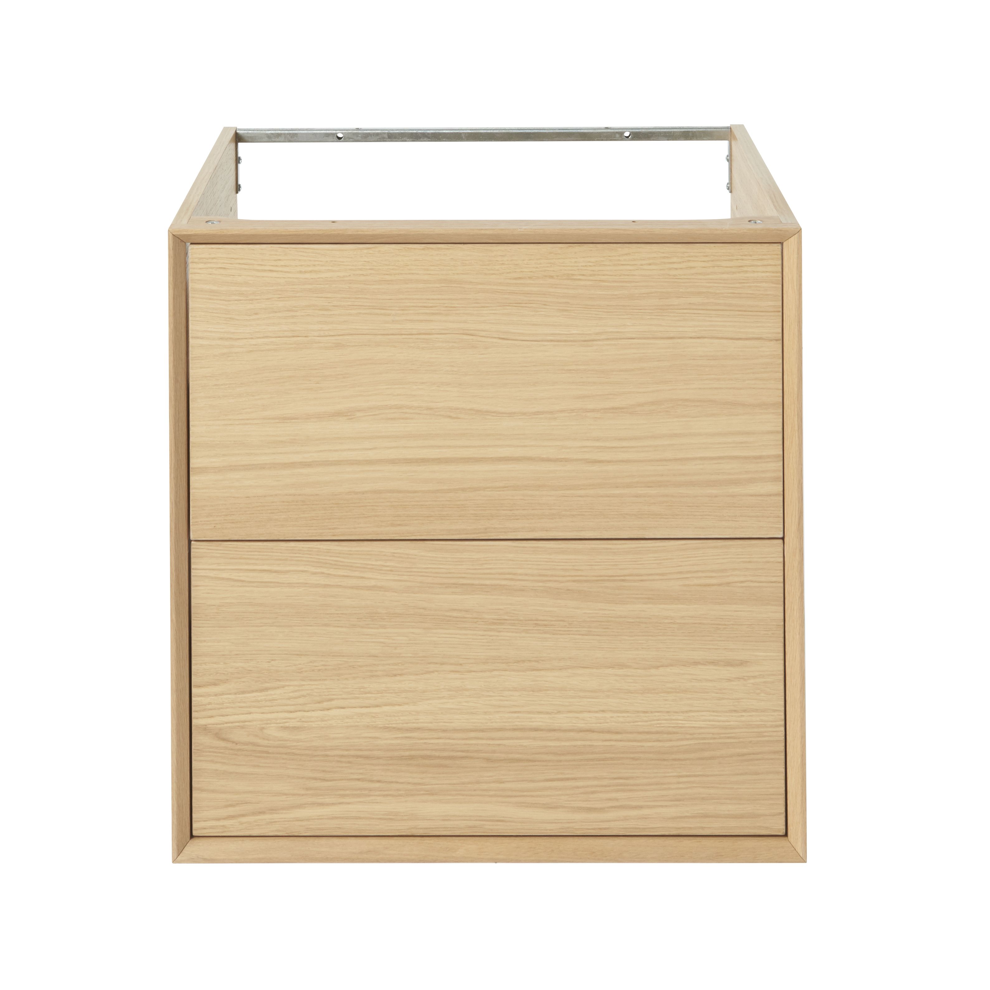 GoodHome Avela Matt Oak effect Freestanding Vanity unit & basin set (W)600mm (H)952mm