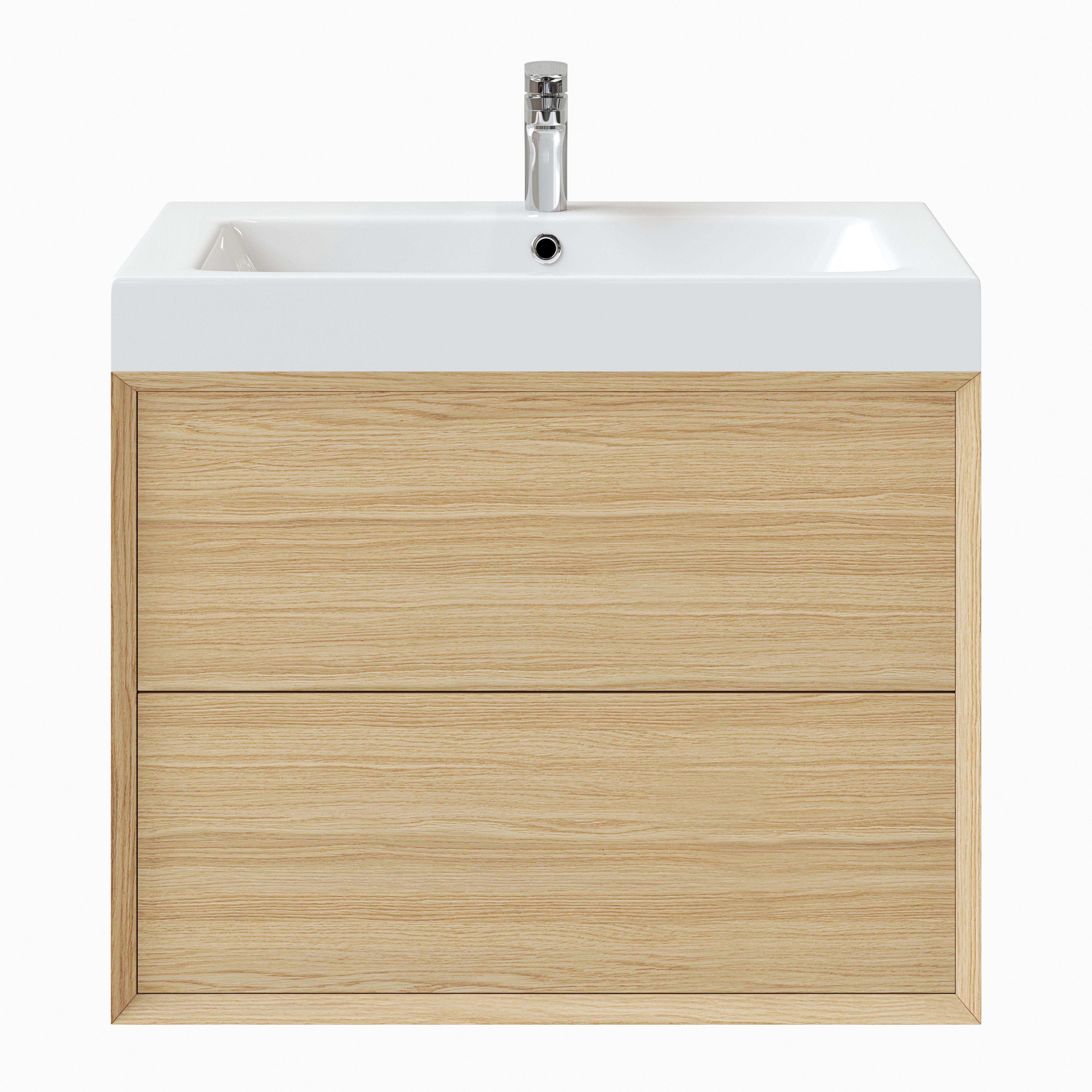 GoodHome Avela Matt Oak effect Wall-mounted Vanity unit & basin set (W)800mm (H)742mm