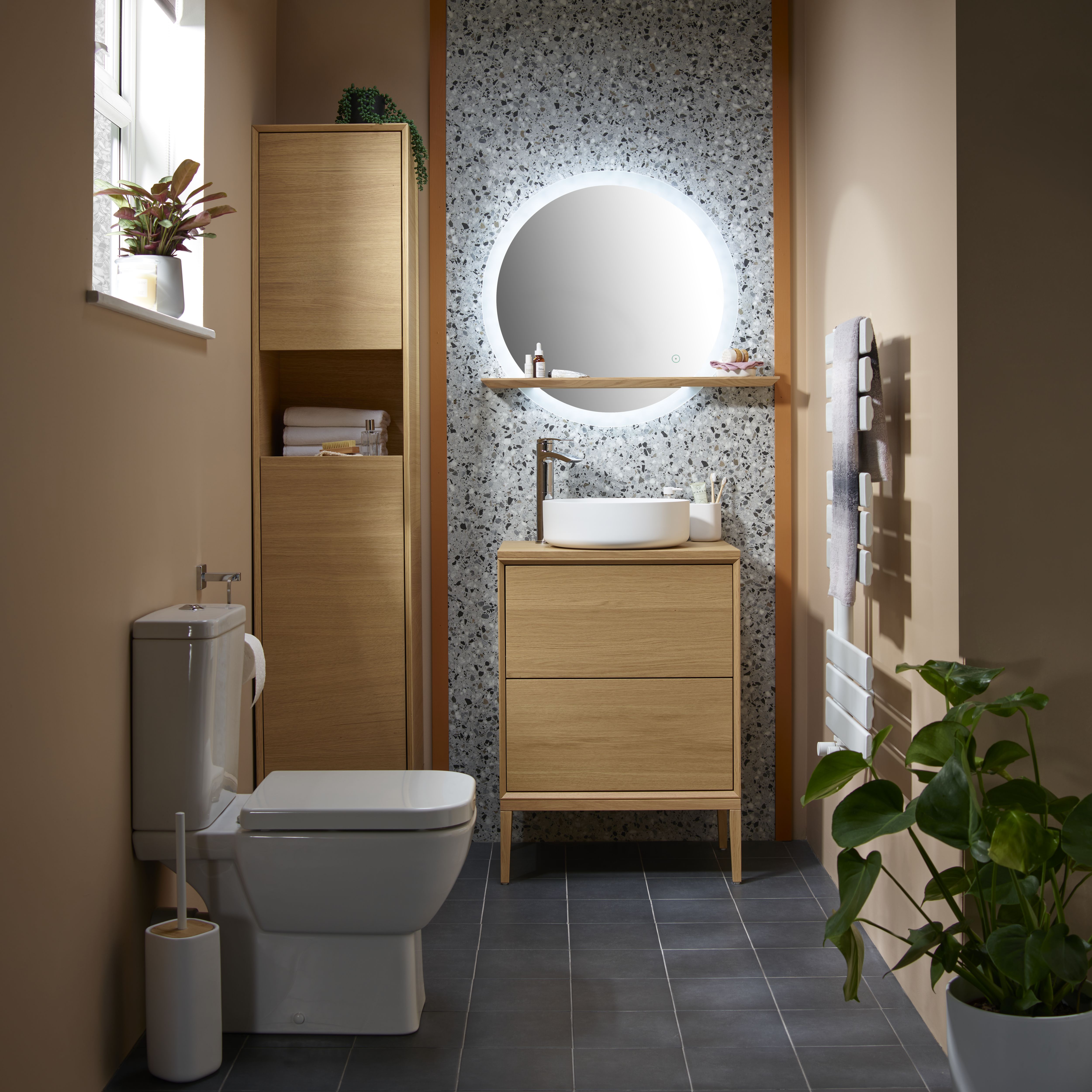 GoodHome Avela Matt Oak Vanity unit feet (H)210mm (W)600mm