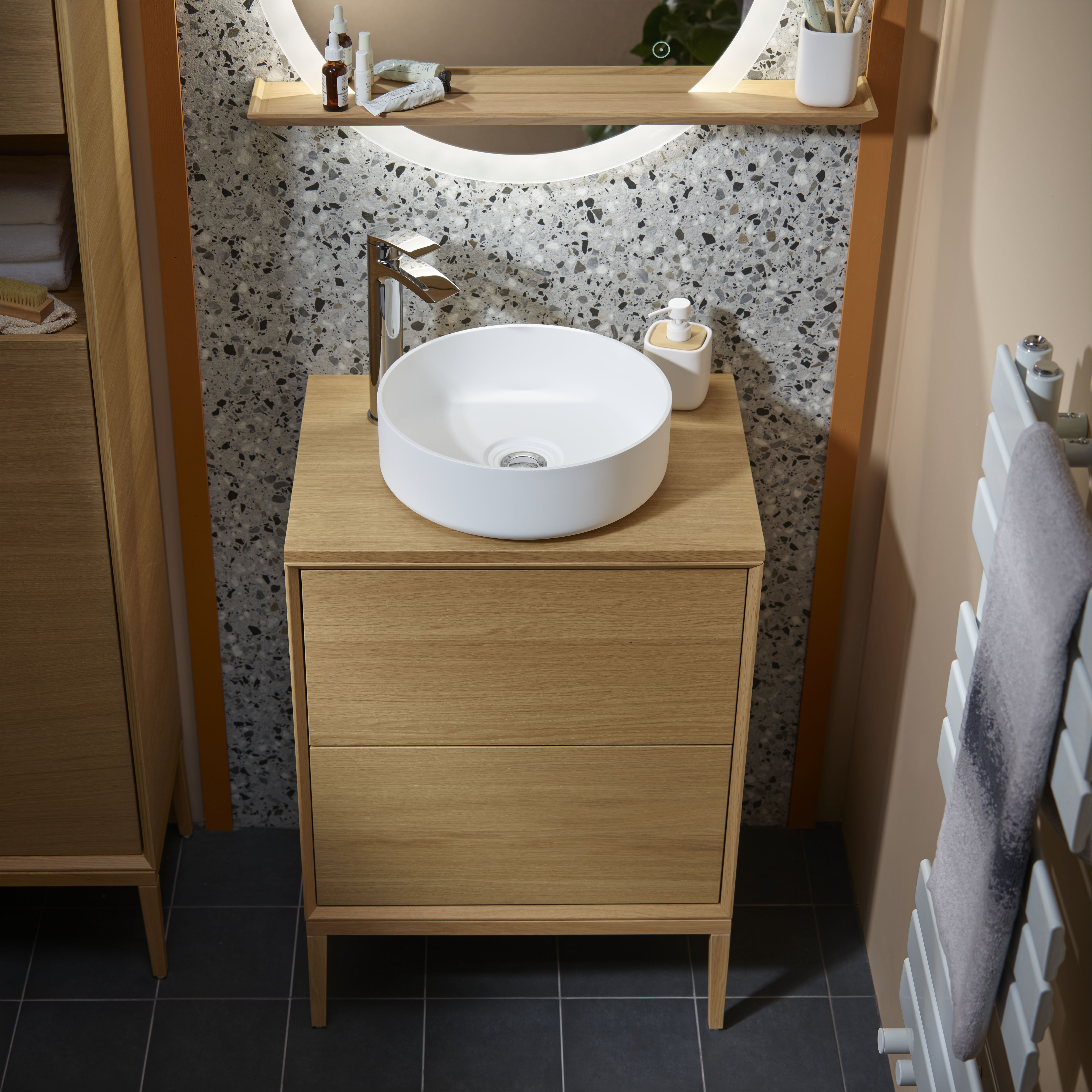 GoodHome Avela Matt Oak Vanity unit feet (H)210mm (W)600mm