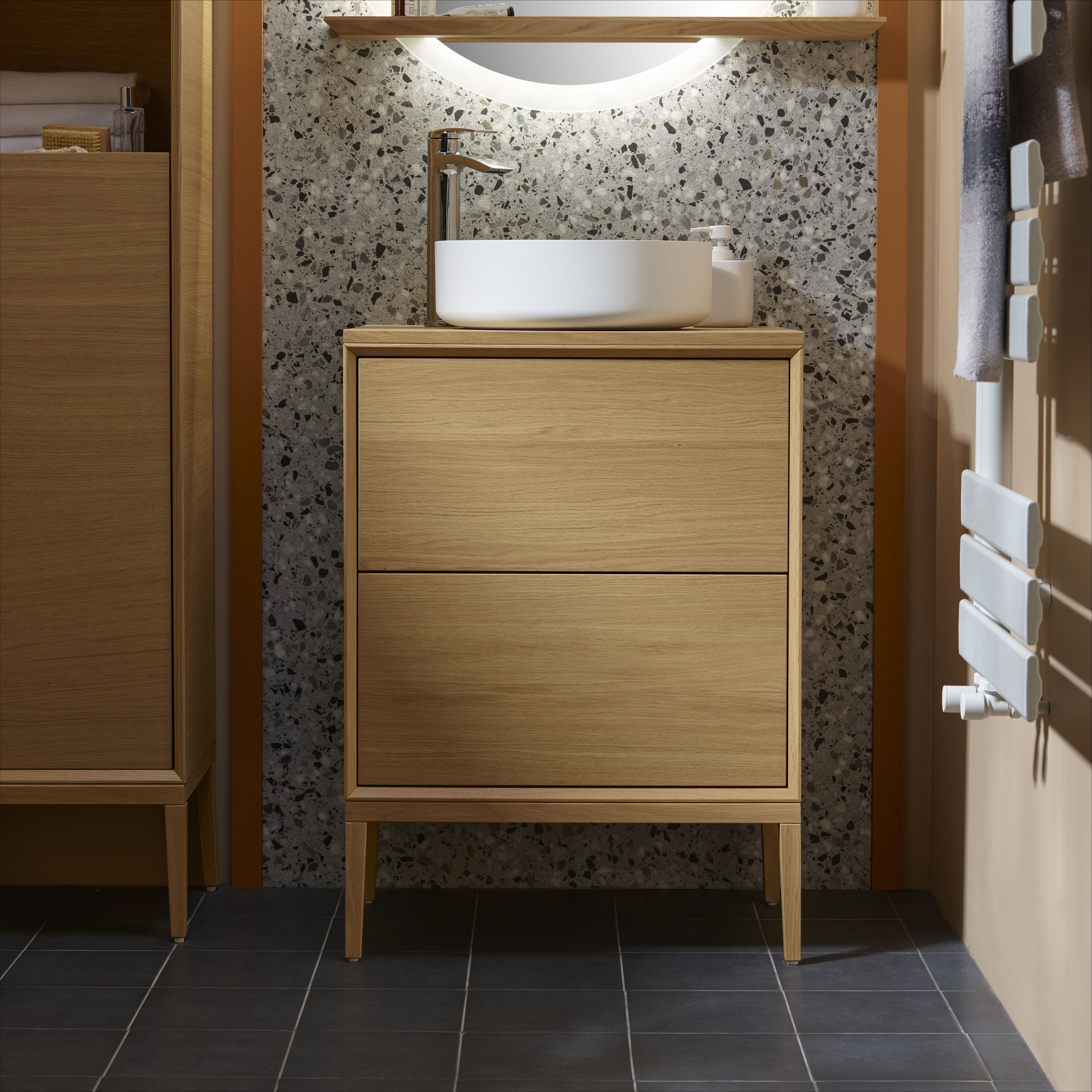 GoodHome Avela Matt Oak Vanity unit feet (H)210mm (W)600mm
