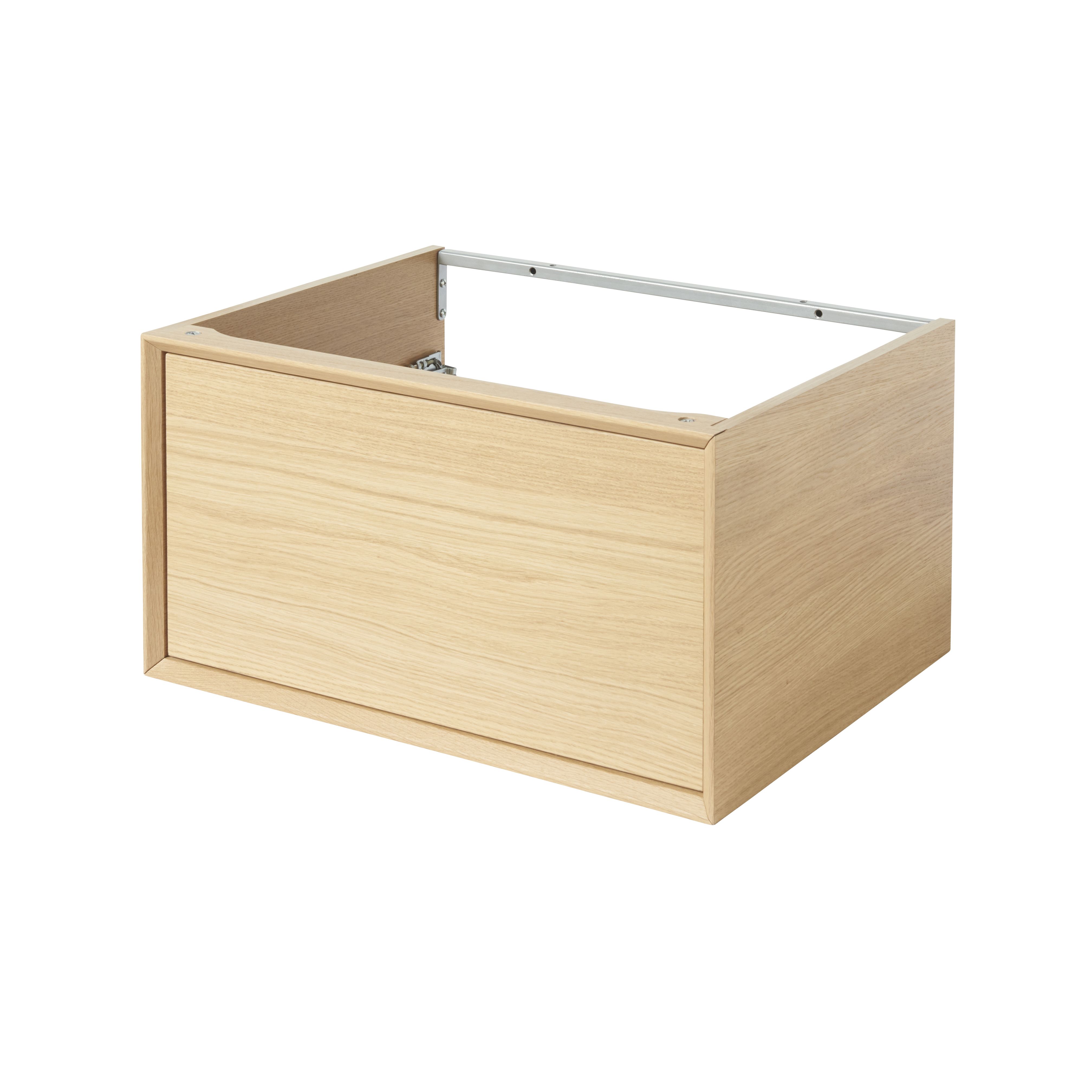 GoodHome Avela Matt Oak Veneer Wall-mounted Bathroom Vanity unit (H)31.7cm (W)60cm